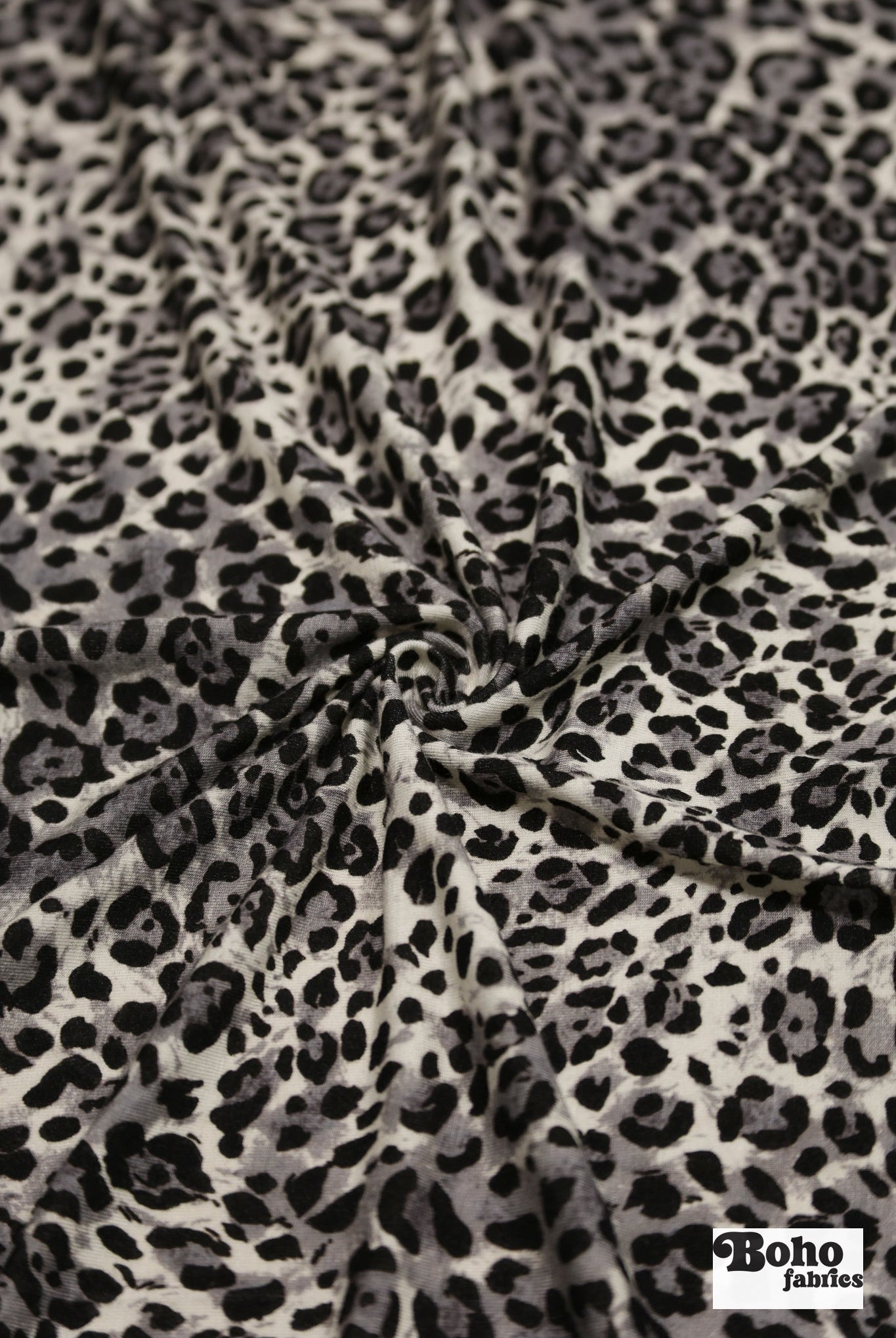 Warm Gray Leopard Print, Rayon Spandex Jersey Knit Fabric - Boho Fabrics - Rayon Jersey Solid, Knit Fabric