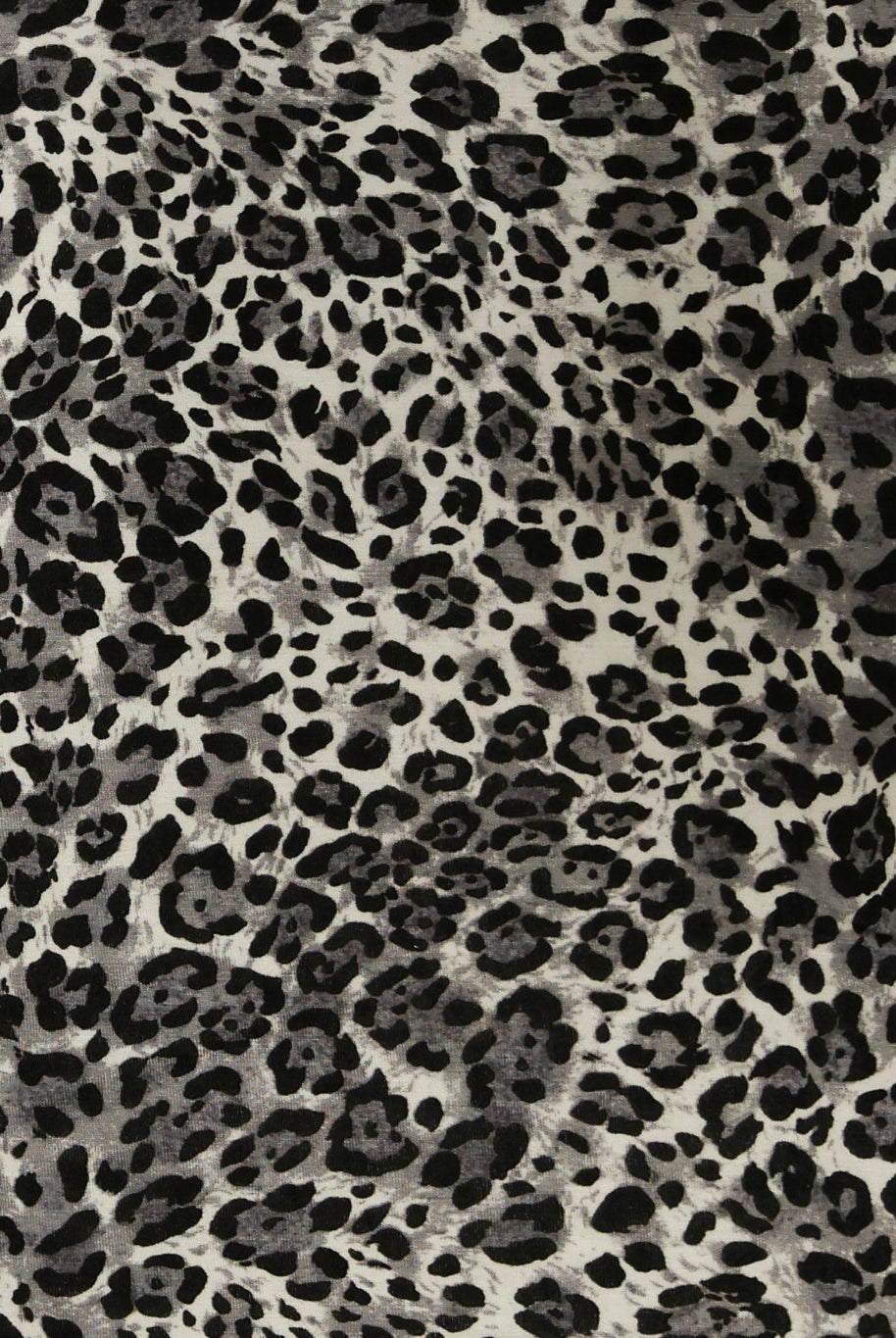 Warm Gray Leopard Print, Rayon Spandex Jersey Knit Fabric - Boho Fabrics - Rayon Jersey Solid, Knit Fabric