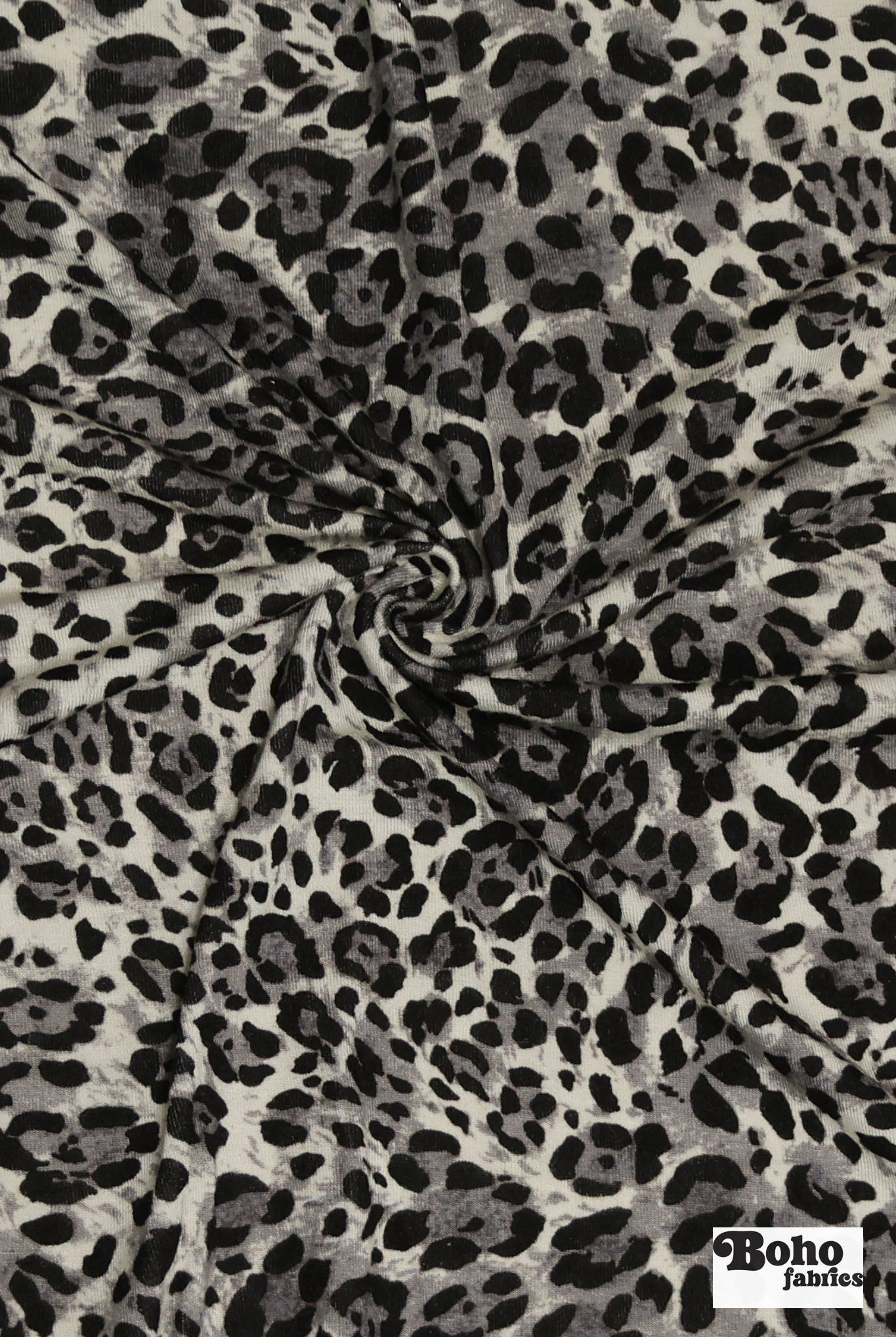 Warm Gray Leopard Print, Rayon Spandex Jersey Knit Fabric - Boho Fabrics - Rayon Jersey Solid, Knit Fabric