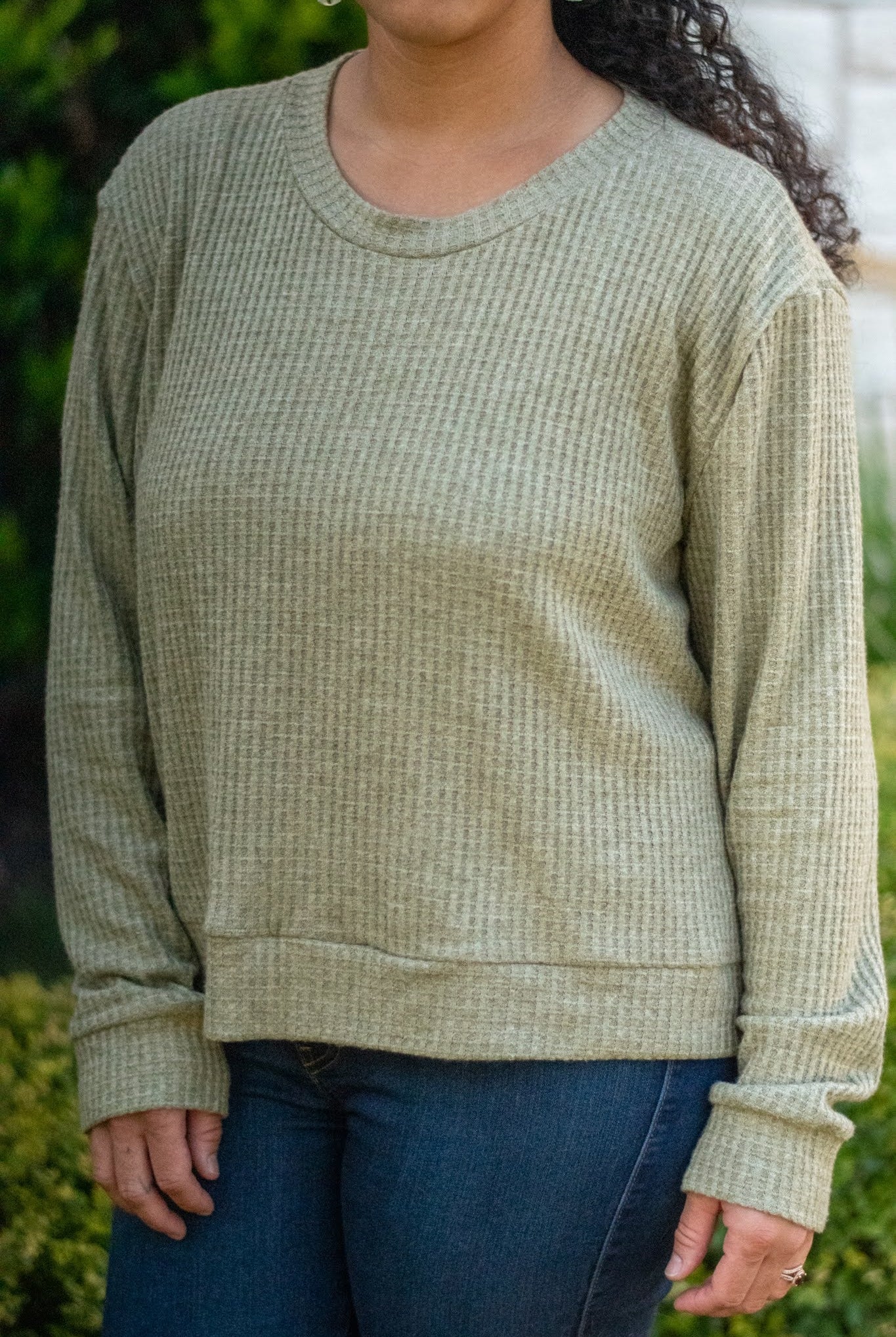 Warm Matcha Green, Waffle Knit Fabric - Boho Fabrics - Waffle Knits