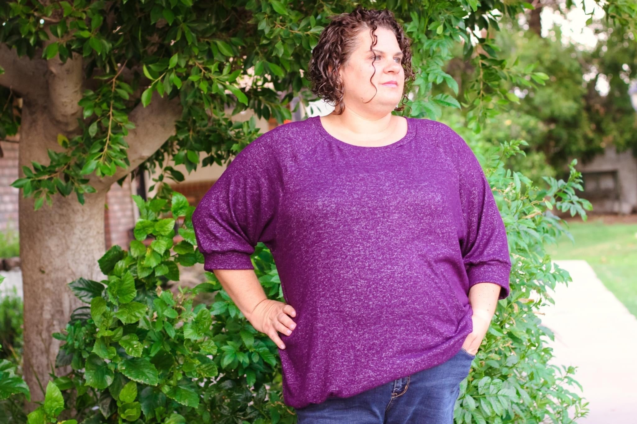 Warm Plum Purple Brushed Sweater Knit - Boho Fabrics