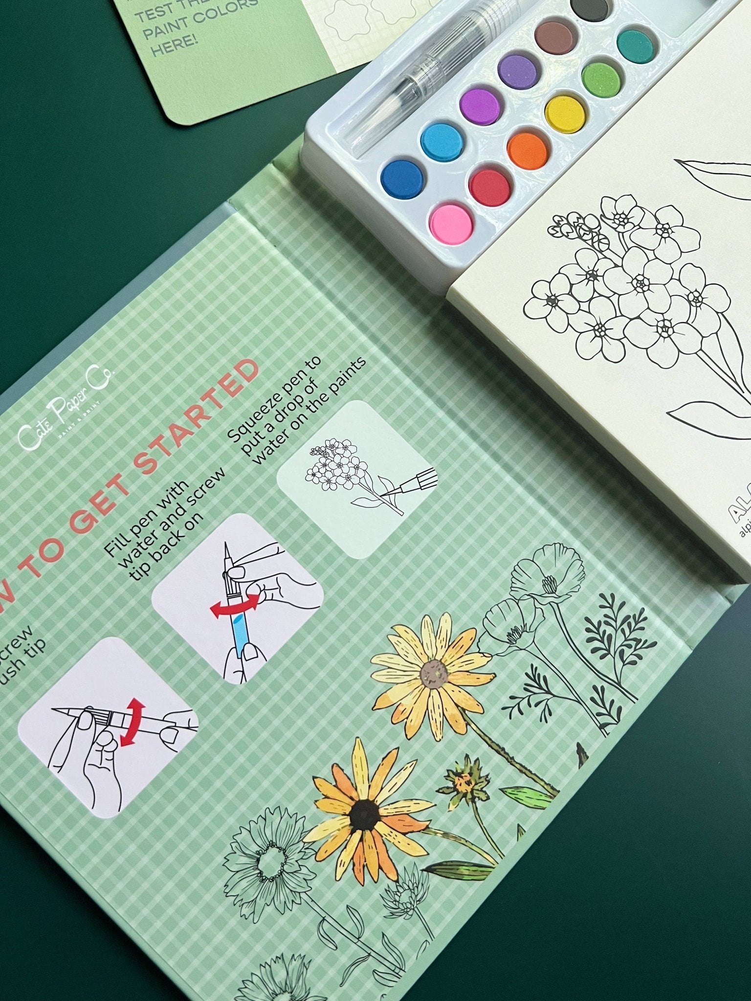 Watercolor Book and Paint Set - State Flowers - Boho Fabrics - Painting Kits & Supplies