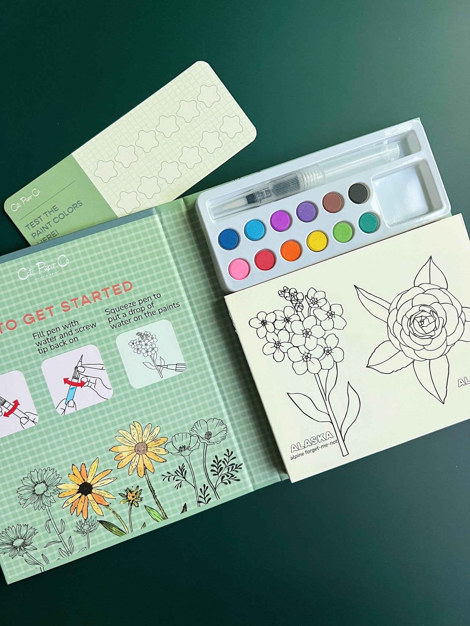 Watercolor Book and Paint Set - State Flowers - Boho Fabrics - Painting Kits & Supplies