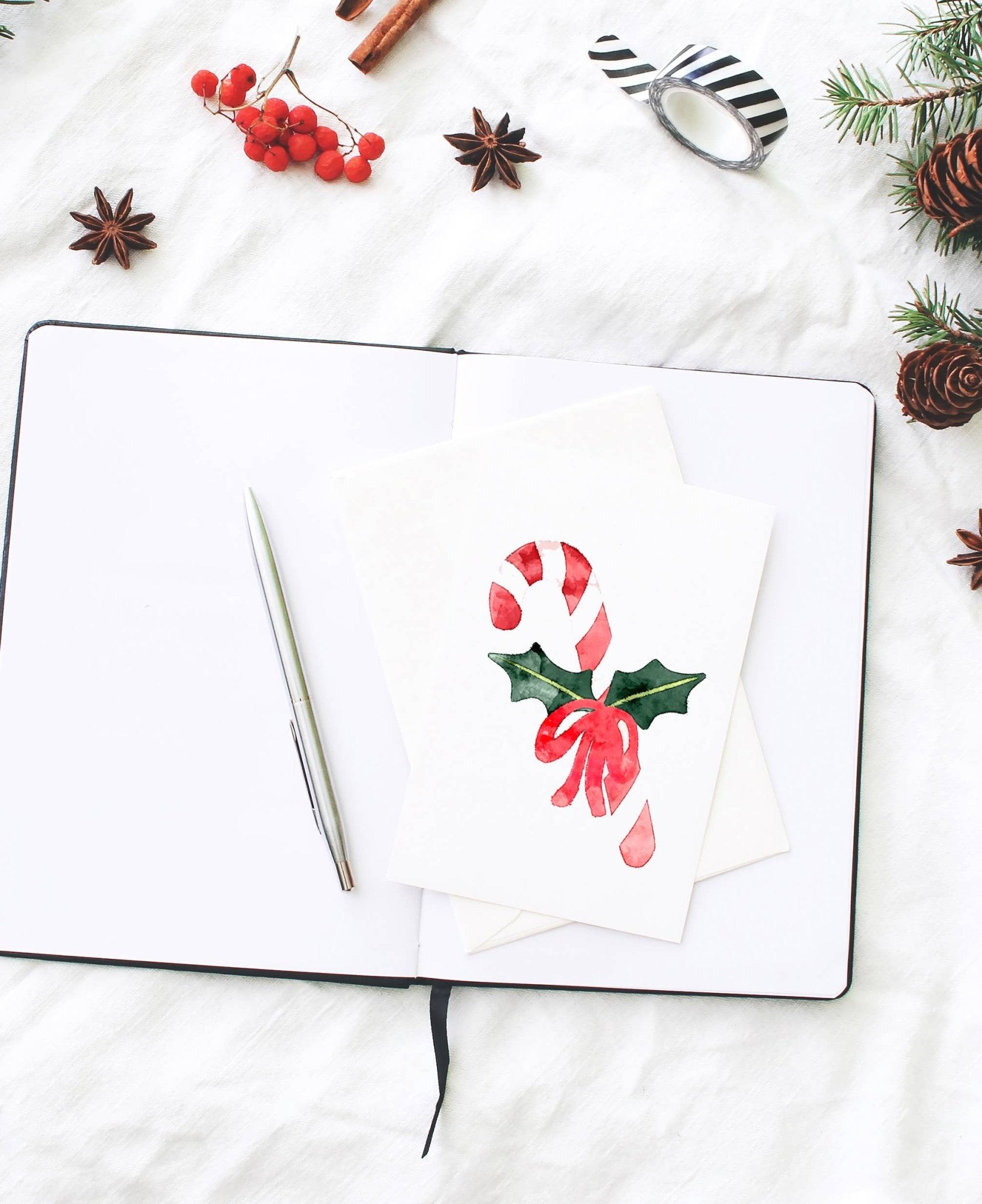 Watercolor Christmas Cards Kit - Boho Fabrics - Painting Kits & Supplies