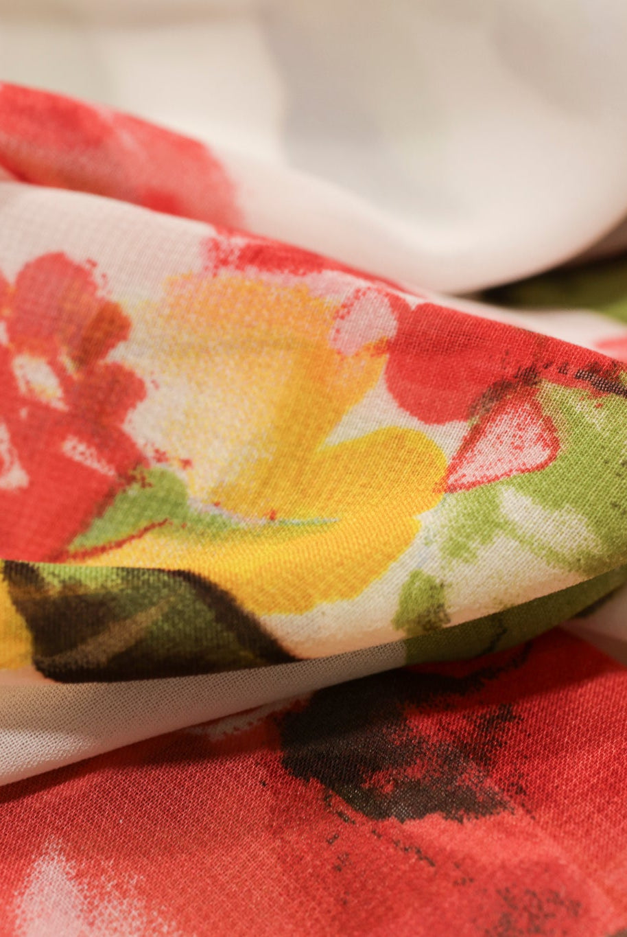 Watercolor Floral Chiffon Woven Fabric - Boho Fabrics - Chiffon, Woven