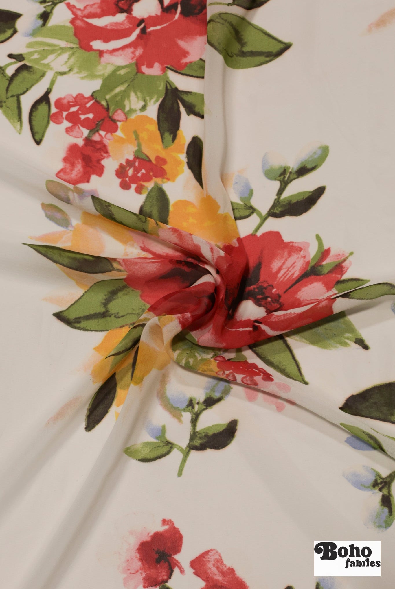 Watercolor Floral Chiffon Woven Fabric - Boho Fabrics - Chiffon, Woven