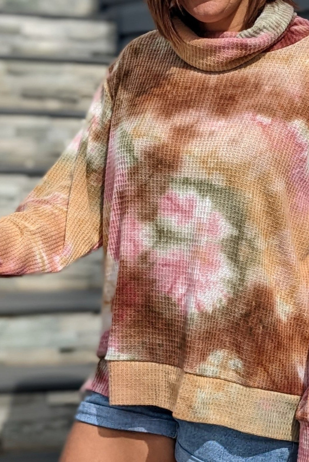 Watermelon Nebula, Brushed Waffle Knit Print - Boho Fabrics