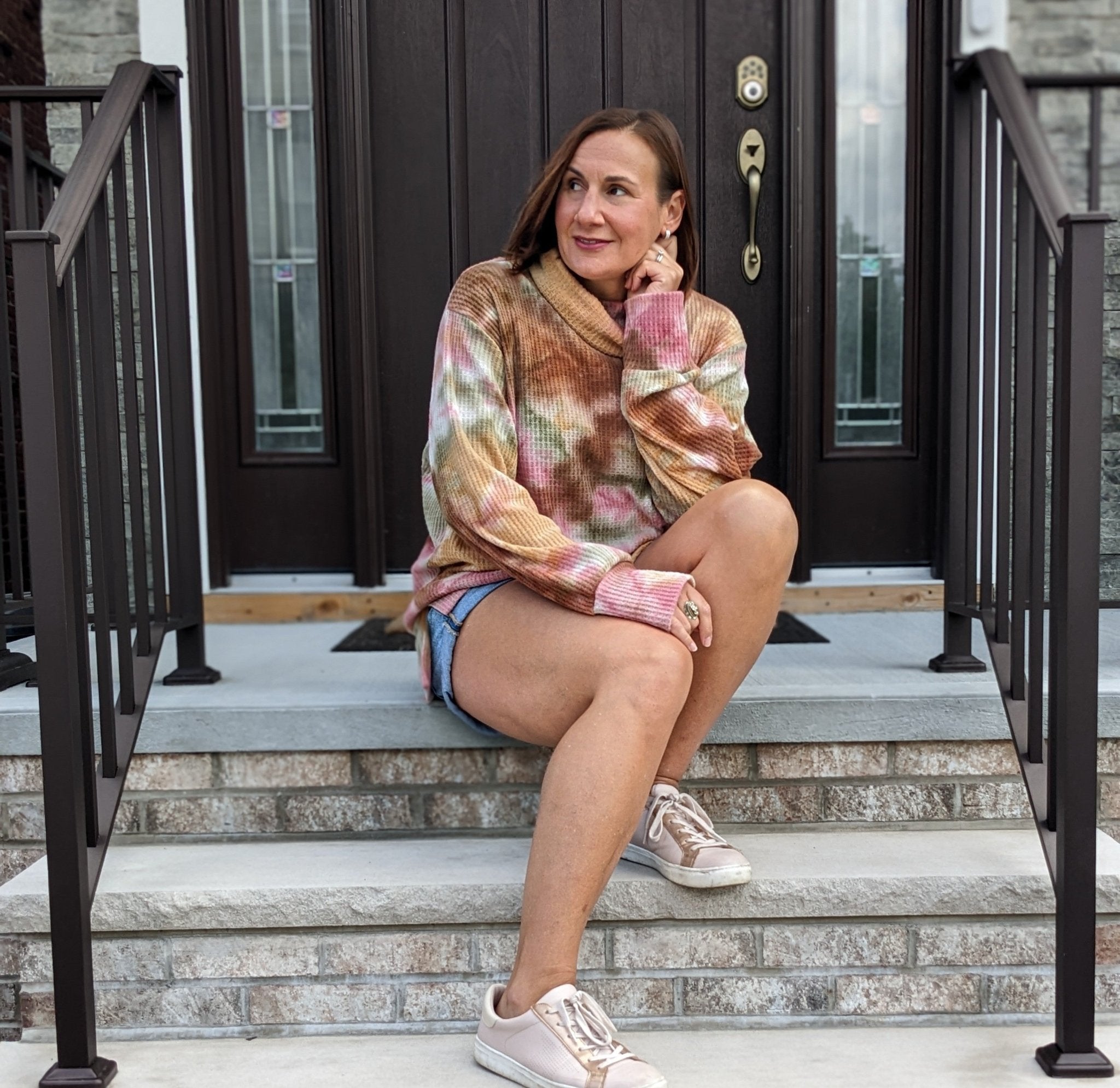 Watermelon Nebula, Brushed Waffle Knit Print - Boho Fabrics