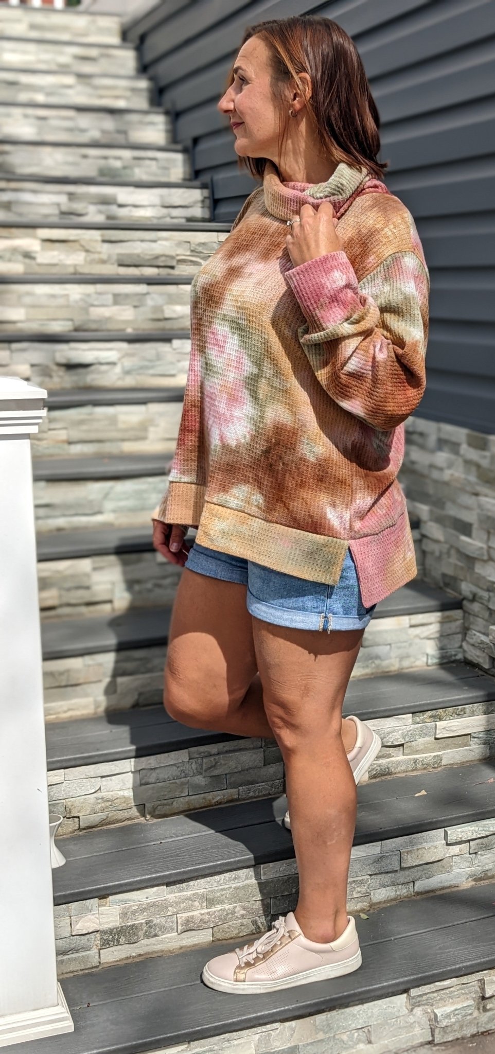 Watermelon Nebula, Brushed Waffle Knit Print - Boho Fabrics