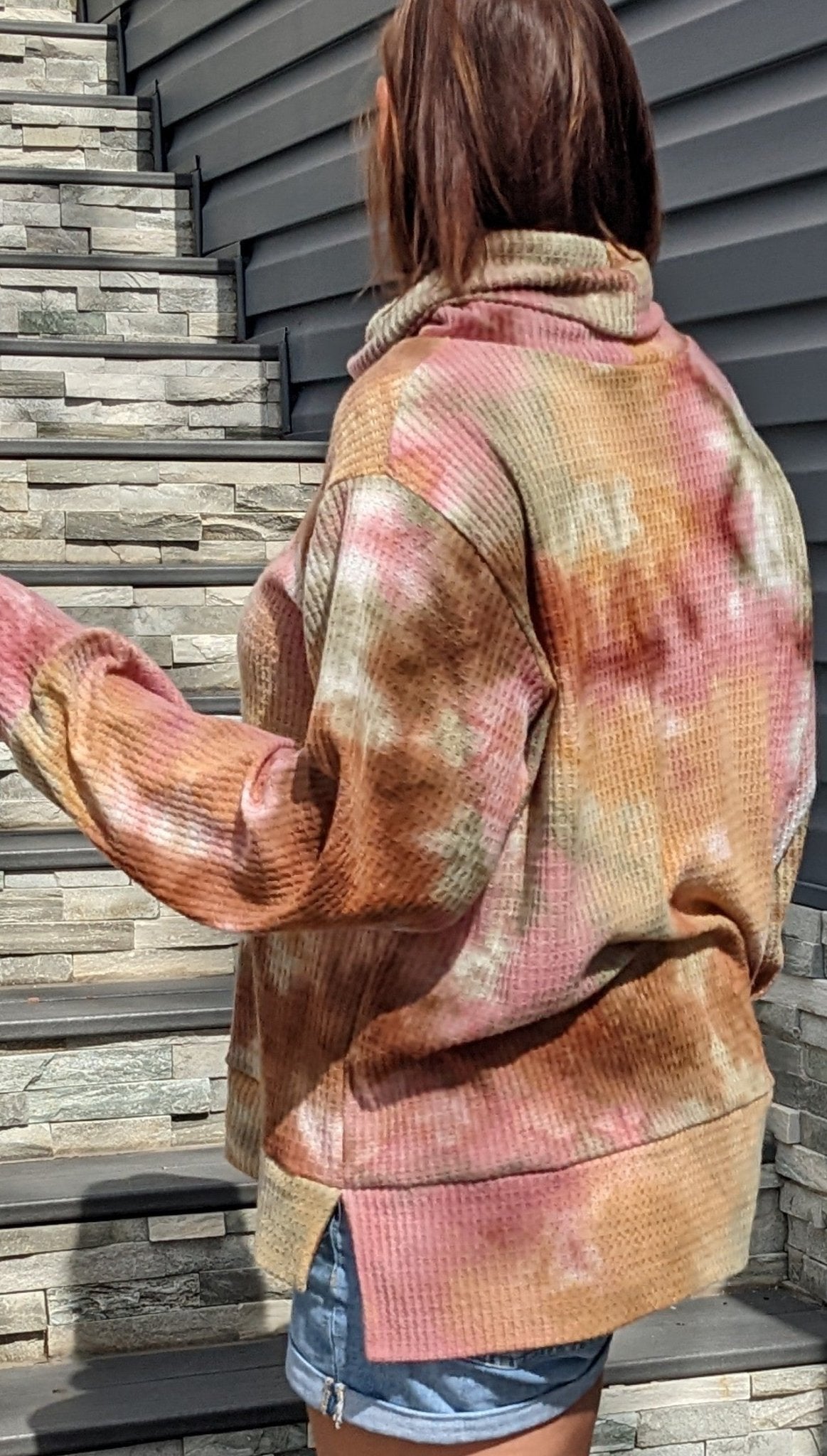 Watermelon Nebula, Brushed Waffle Knit Print - Boho Fabrics