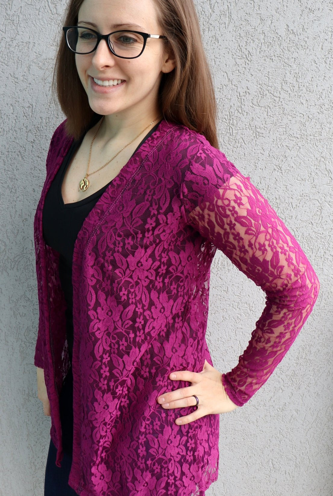 Whimsical Florals in Magenta. Stretch Lace. SL-116. - Boho Fabrics