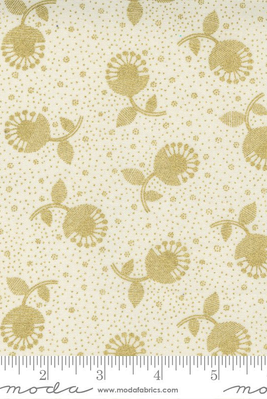 Whispers Metallic Cream Gold 33550 13MG Moda 1 - Boho Fabrics - Quilting Cotton, Woven