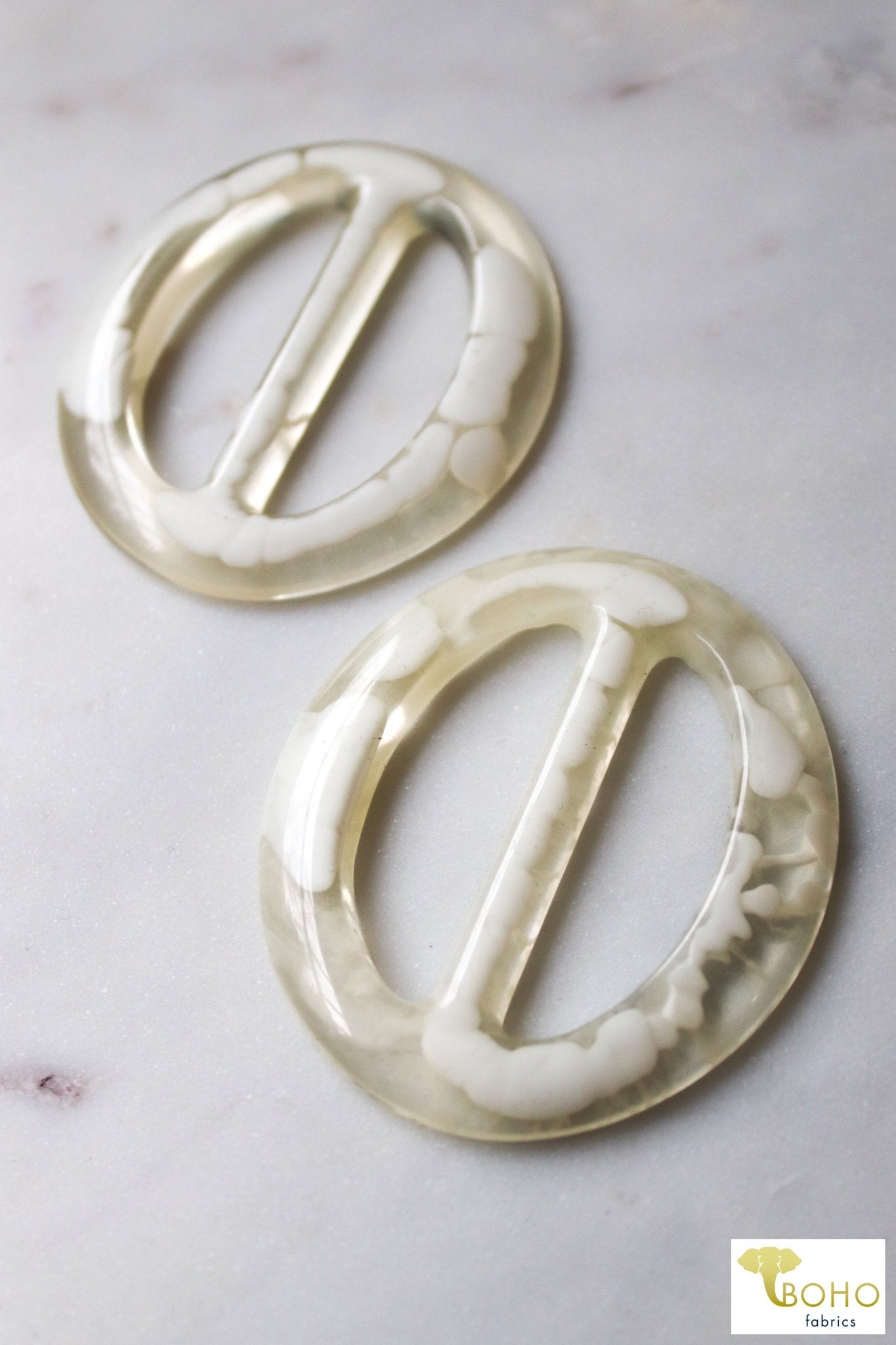 White Acrylic Rings. Sold Per Pair. HW-002 - Boho Fabrics