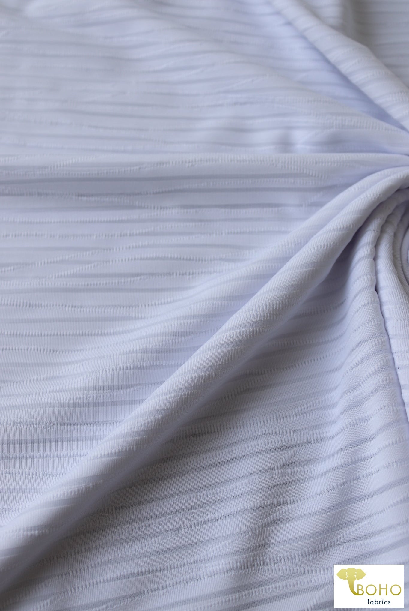 White, Burnout Waves. Jersey Knit. JER-S-213-WHT - Boho Fabrics