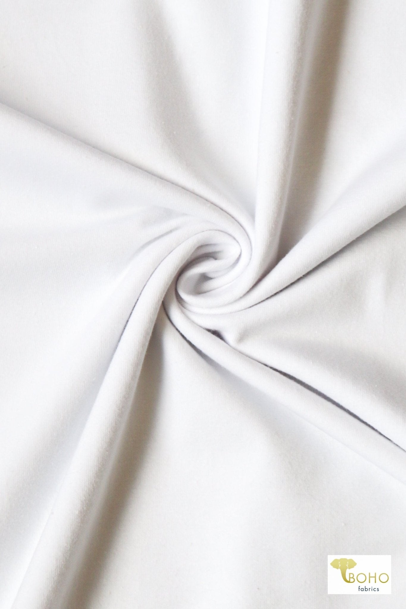 White, Cotton Spandex Knit. Heavier Weight, 12 oz - Boho Fabrics
