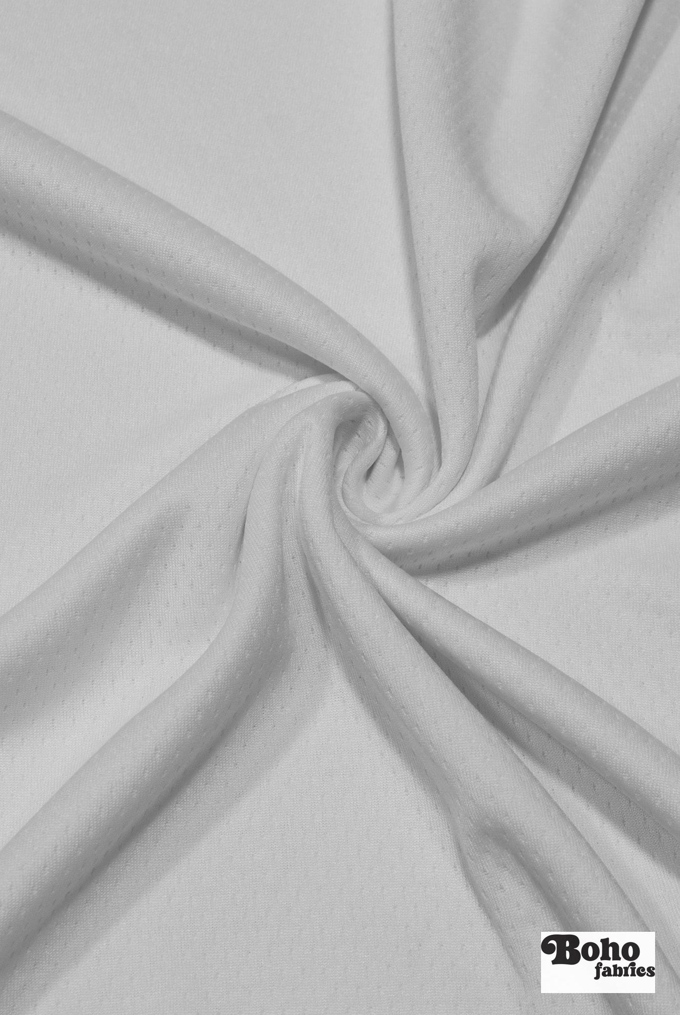 White, Flat Back Dimple, Athletic Mesh Fabric - Boho Fabrics - Athletic Knit Fabric
