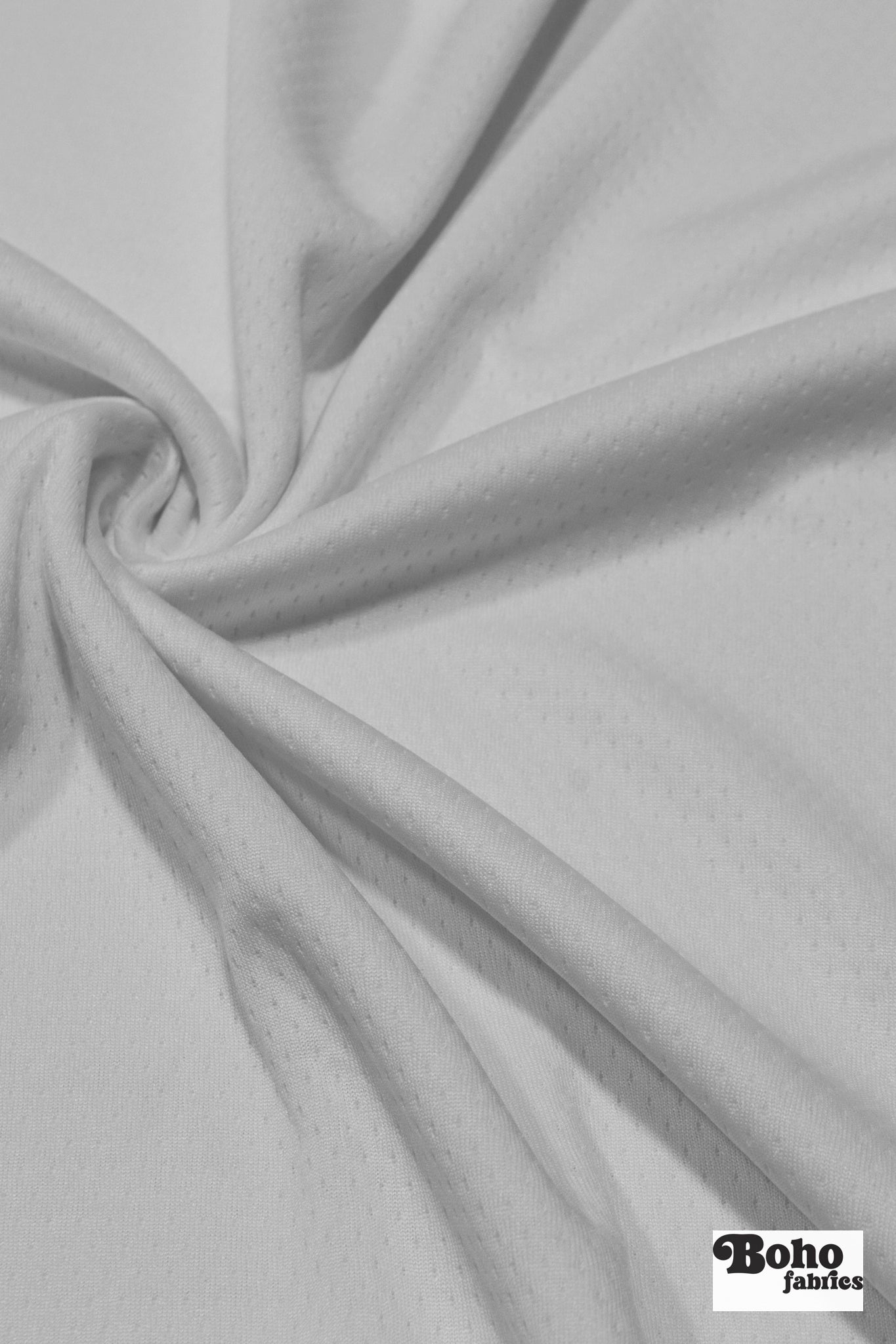 White, Flat Back Dimple, Athletic Mesh Fabric - Boho Fabrics - Athletic Knit Fabric