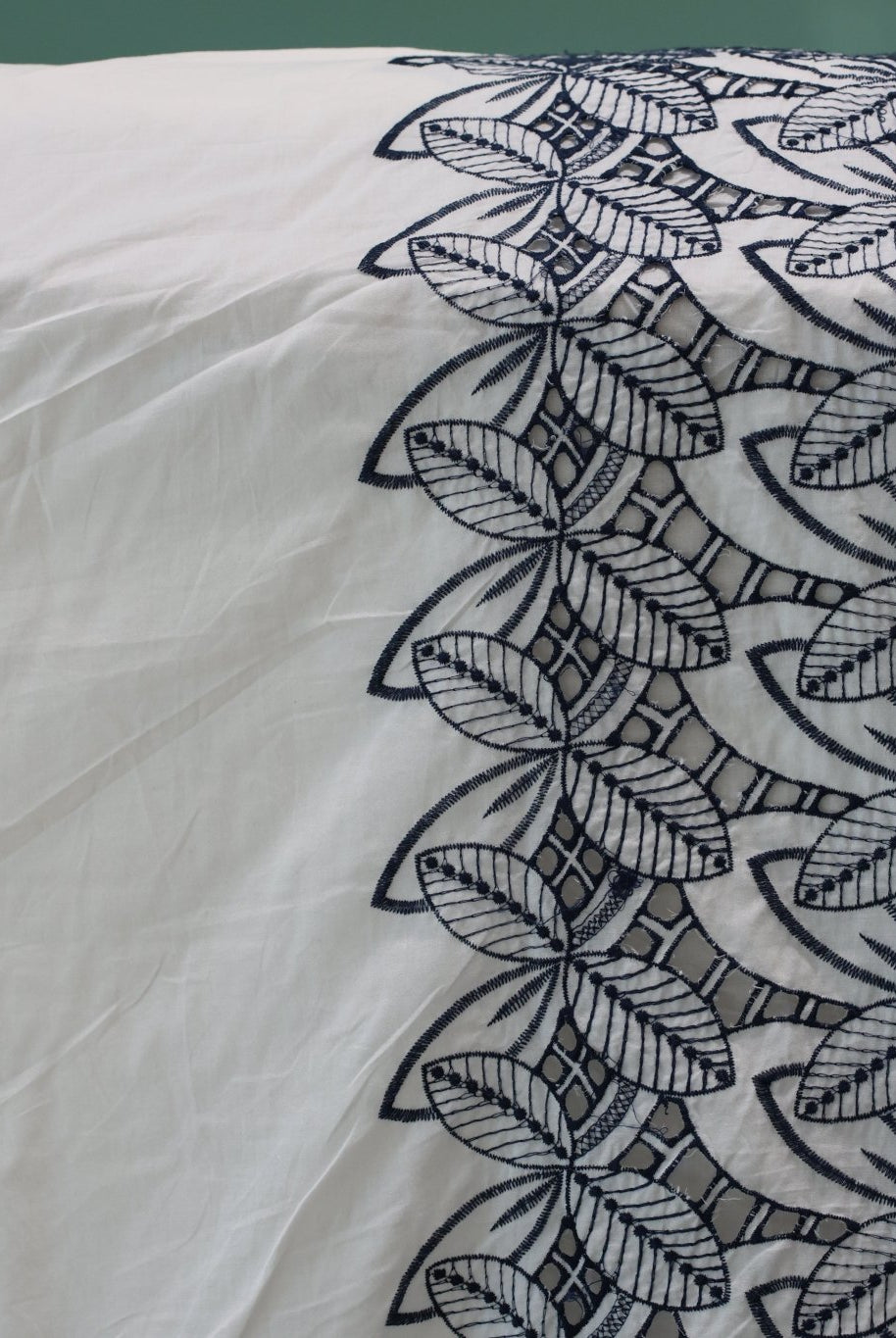 White, Retro Tropic Embroidered Florals, Cotton Woven Fabric - Boho Fabrics - Shirting, Woven