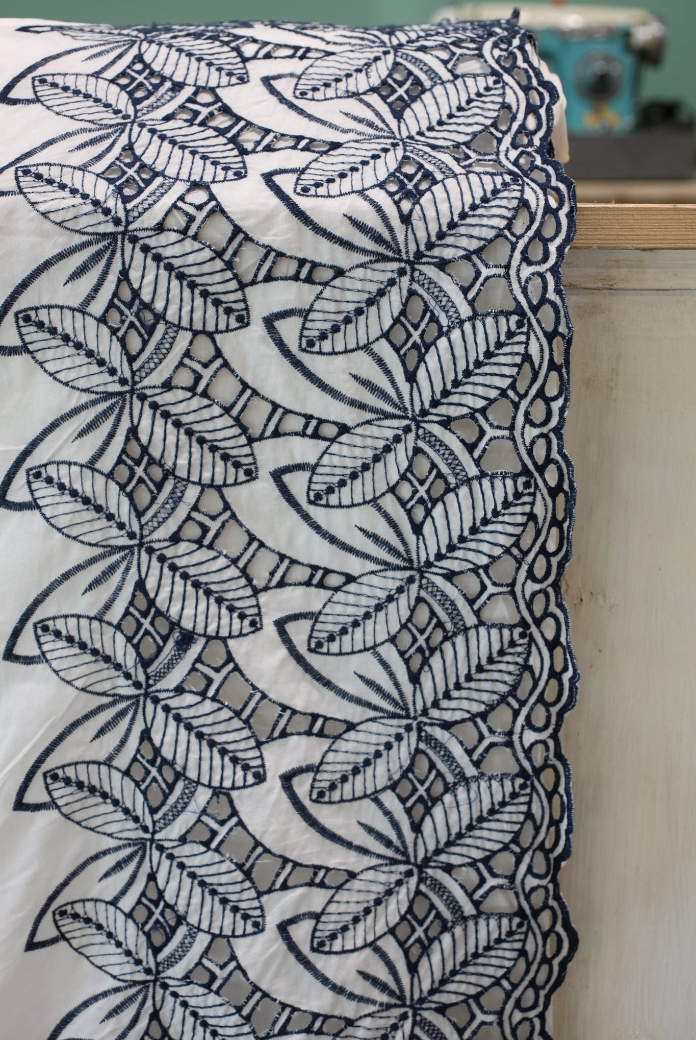 White, Retro Tropic Embroidered Florals, Cotton Woven Fabric - Boho Fabrics - Shirting, Woven