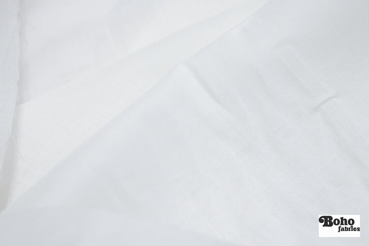 White, Sheer Lawn Woven Fabric - Boho Fabrics - Lawn/Poplin, Woven