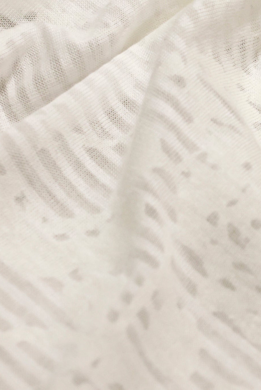 White Striped Floral Burnout Jersey Knit Fabric - Boho Fabrics - Jersey Knit Printed Fabric