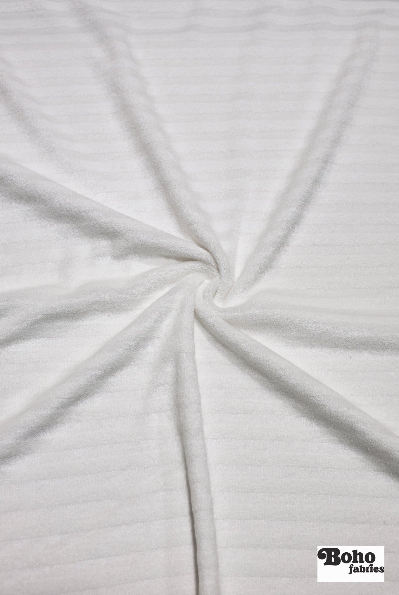 White Striped Terry Cloth Knit Fabric - Boho Fabrics - French Terry Solid Knit