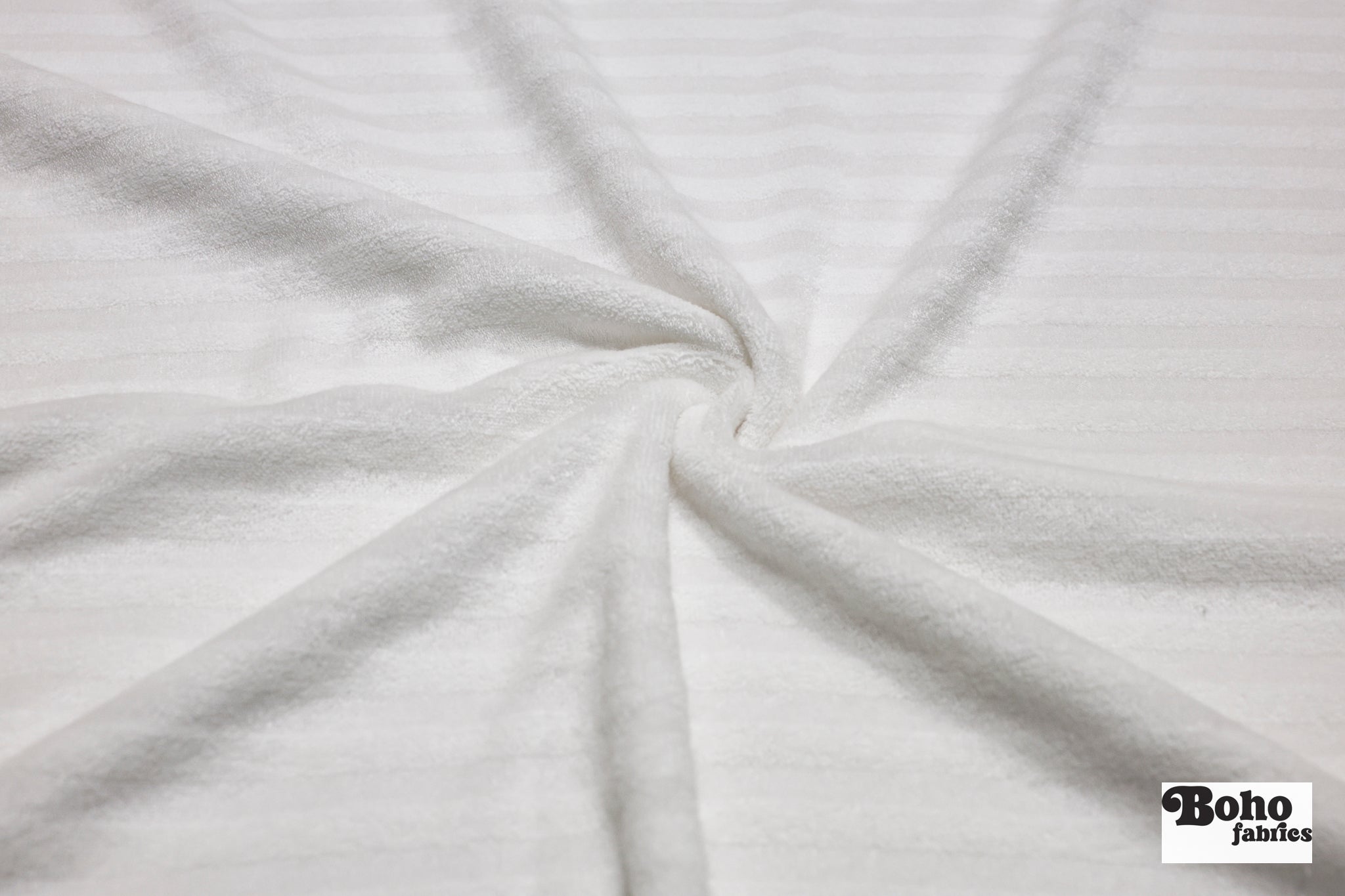 White Striped Terry Cloth Knit Fabric - Boho Fabrics - French Terry Solid Knit