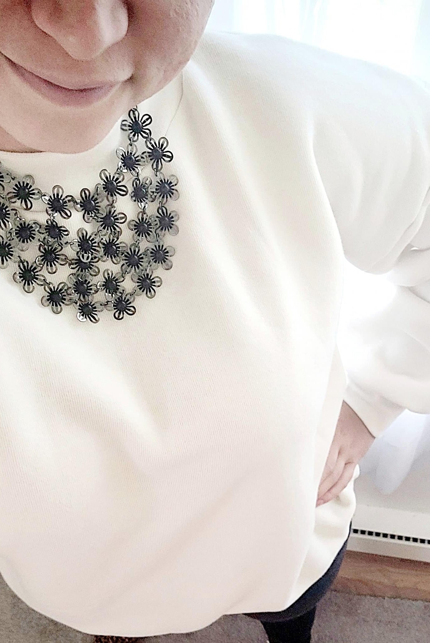 White, Sweatshirt Fleece. - Boho Fabrics