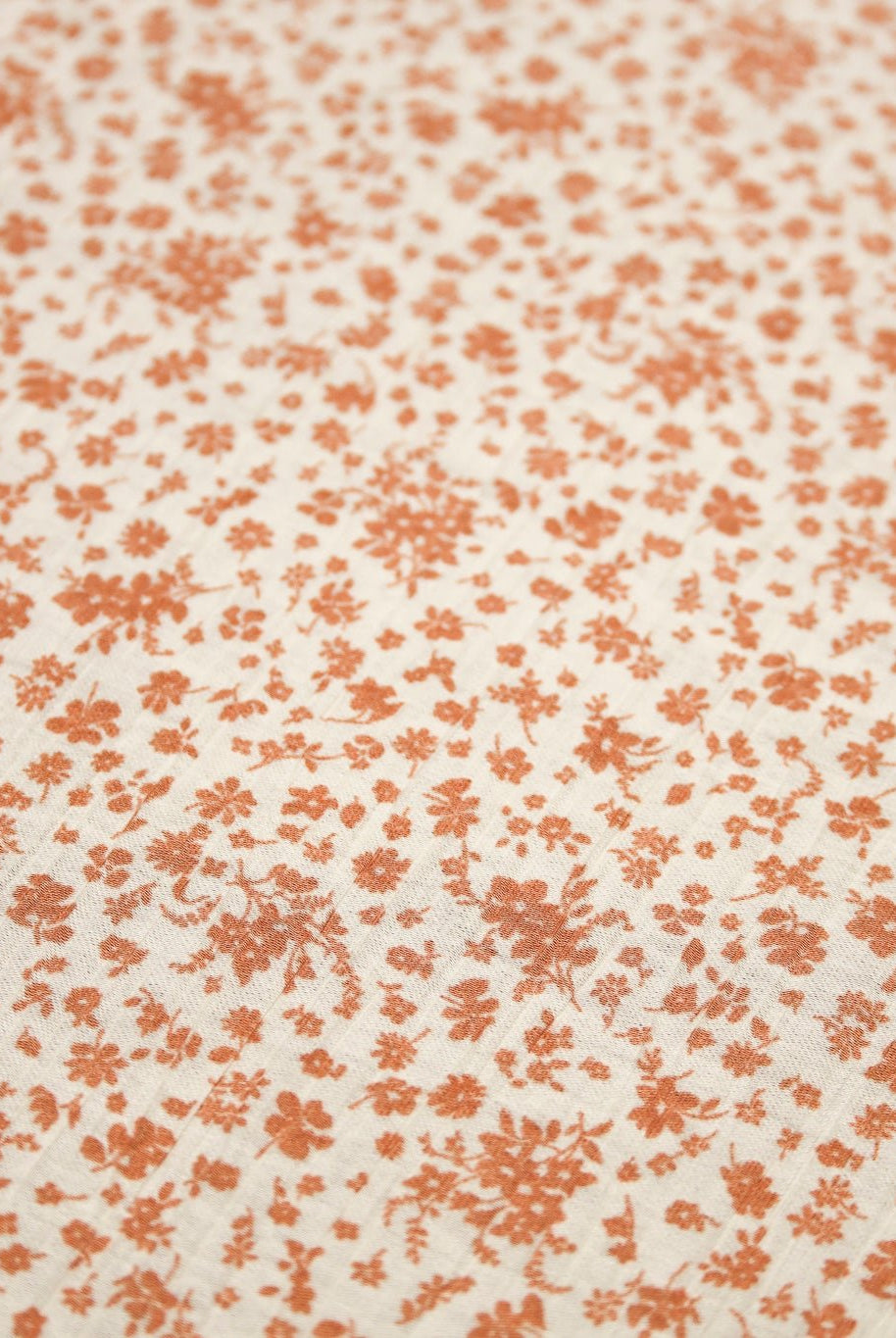White with Tan Florals Crinkle Woven Fabric - Boho Fabrics - Woven Fabric
