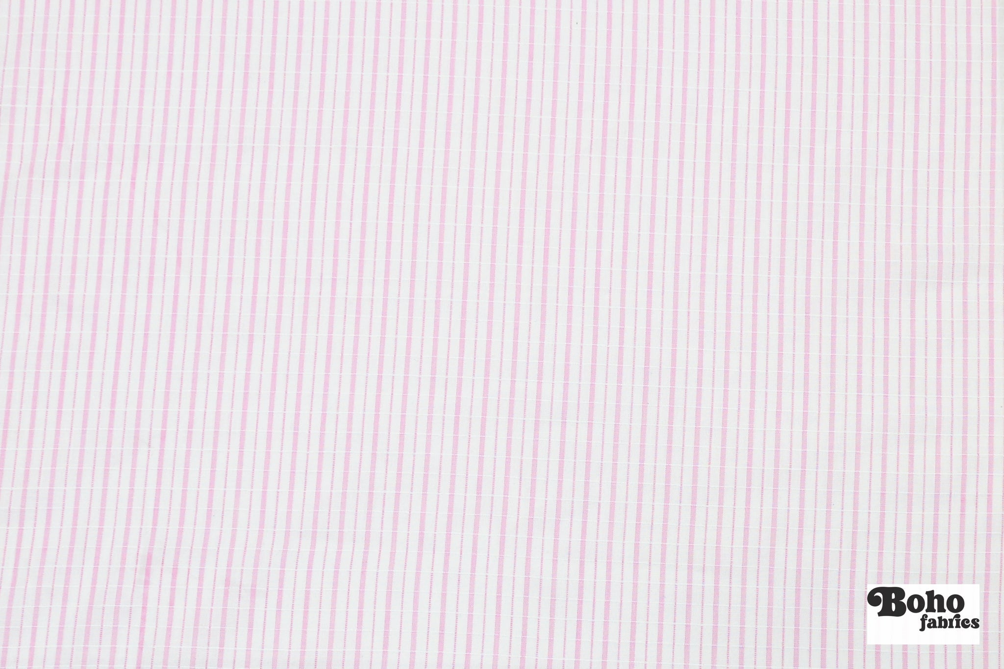 White with Thin Pink Stripes Lightweight Textured Cotton Woven Shirting Fabric - Boho Fabrics - Woven, Fabric