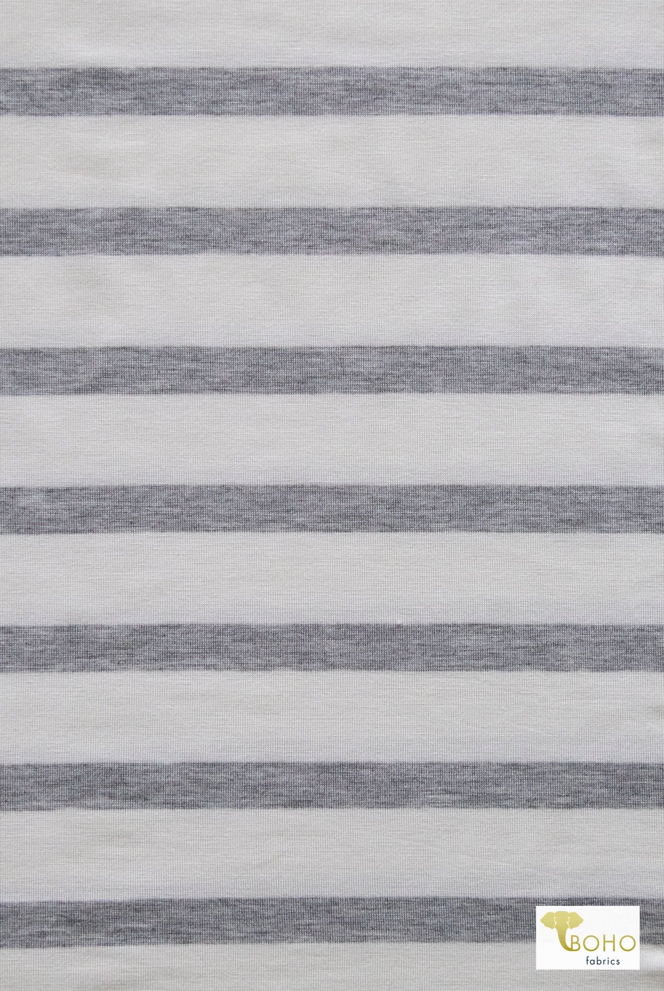 Wide Gray Stripes , Rayon Spandex Knit Fabric - Boho Fabrics - Rayon Jersey Prints, Knit Fabric