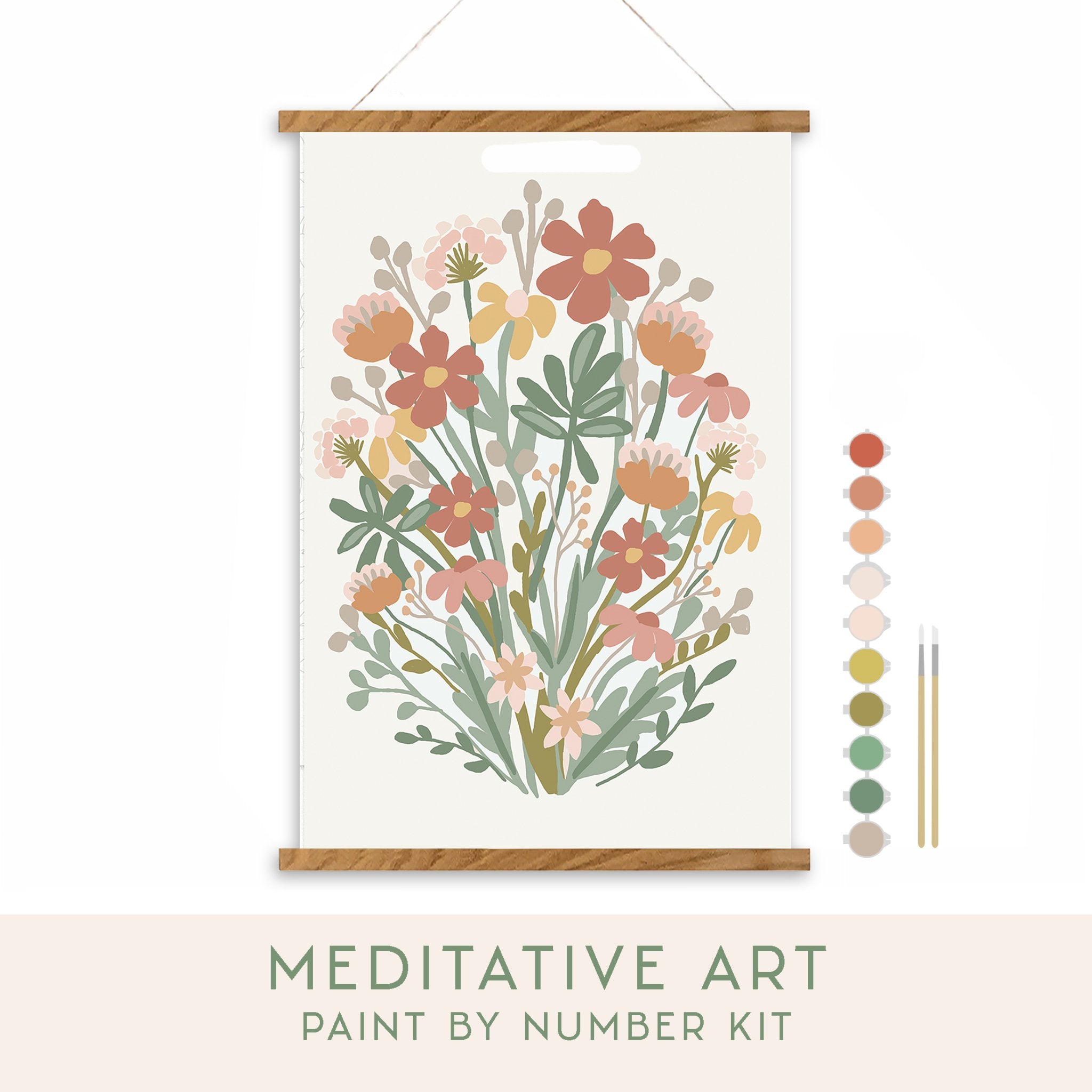 Wildflowers Meditative Art Paint by Number Kit - Boho Fabrics -