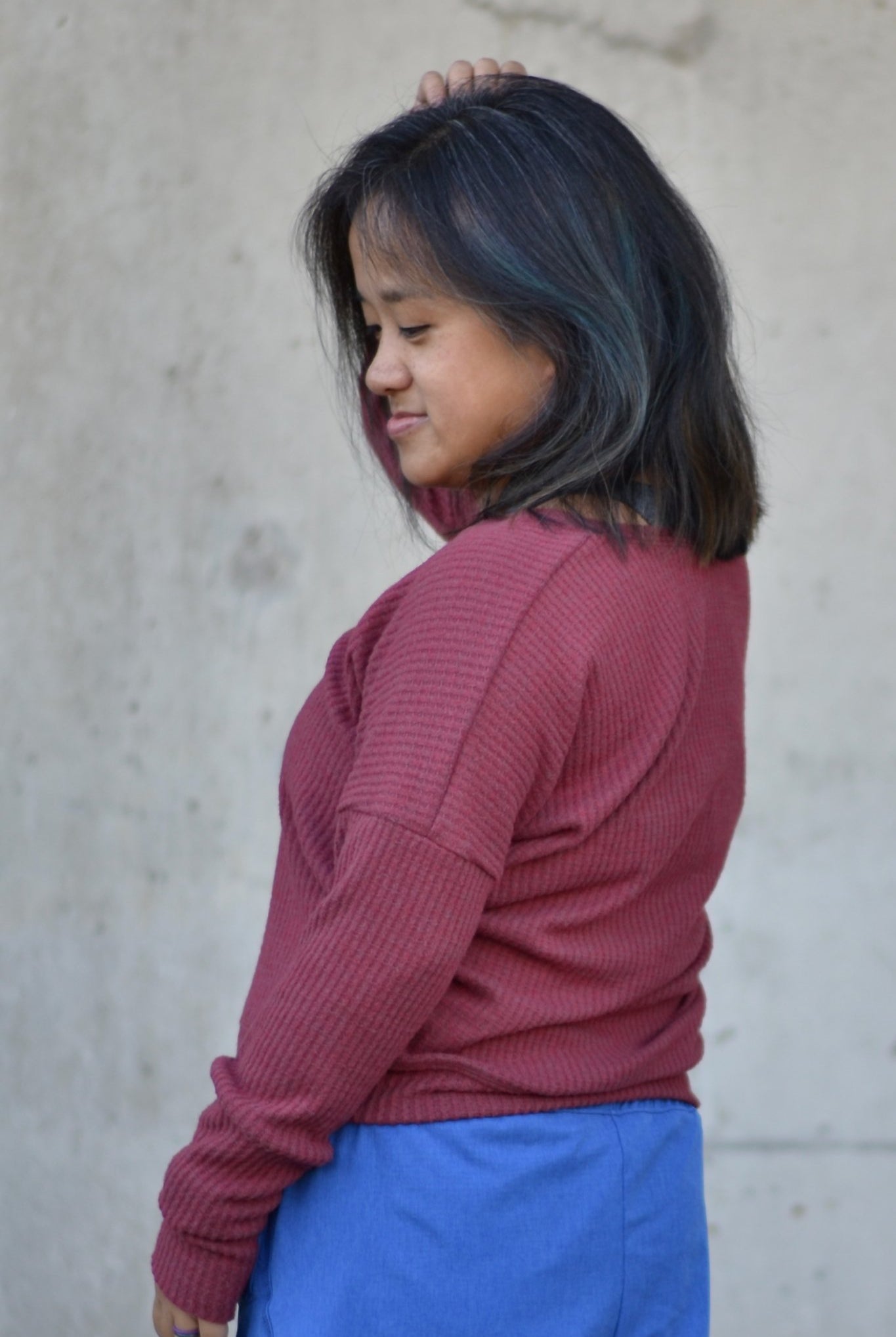 Wineberry Red, Brushed Waffle Knit - Boho Fabrics - Waffle Knits