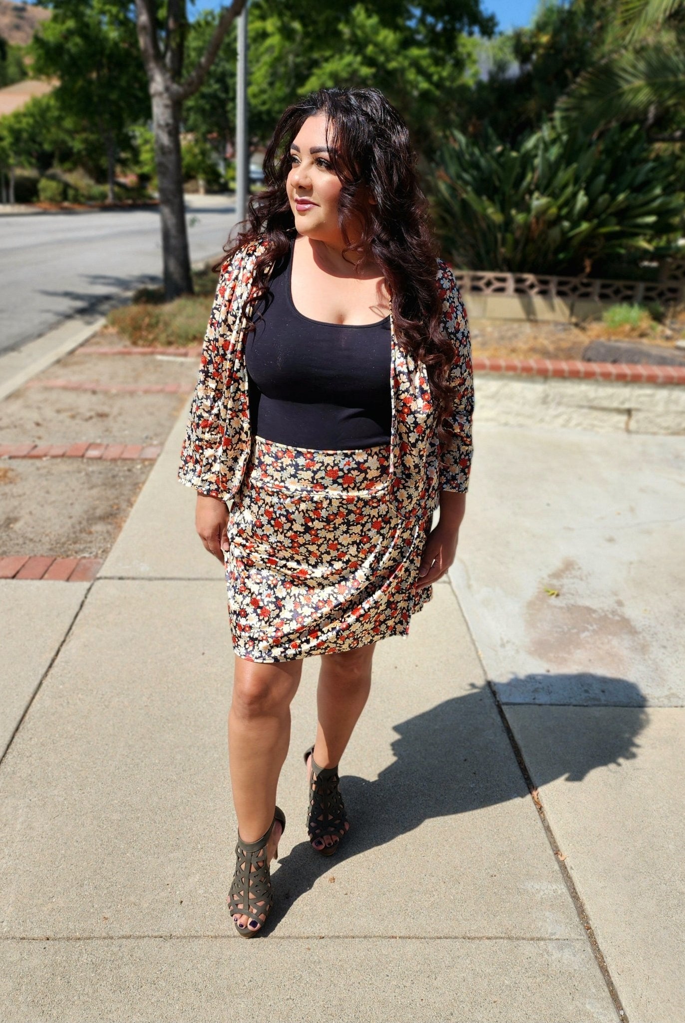 Winter Blooms, Stretch Velvet Print - Boho Fabrics - Stretch Velvet Knit Fabric