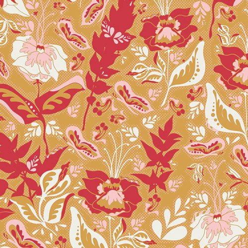 Wonderment Honey. Reminisce Collection by Bonnie Christine. Art Gallery Cotton Woven Fabric. Sold by the Half Yard! - Boho Fabrics