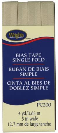 Wrights Bias Tape Single Fold - Khaki 0.5” wide / 4yd. - Boho Fabrics - Bias & Hem Tapes