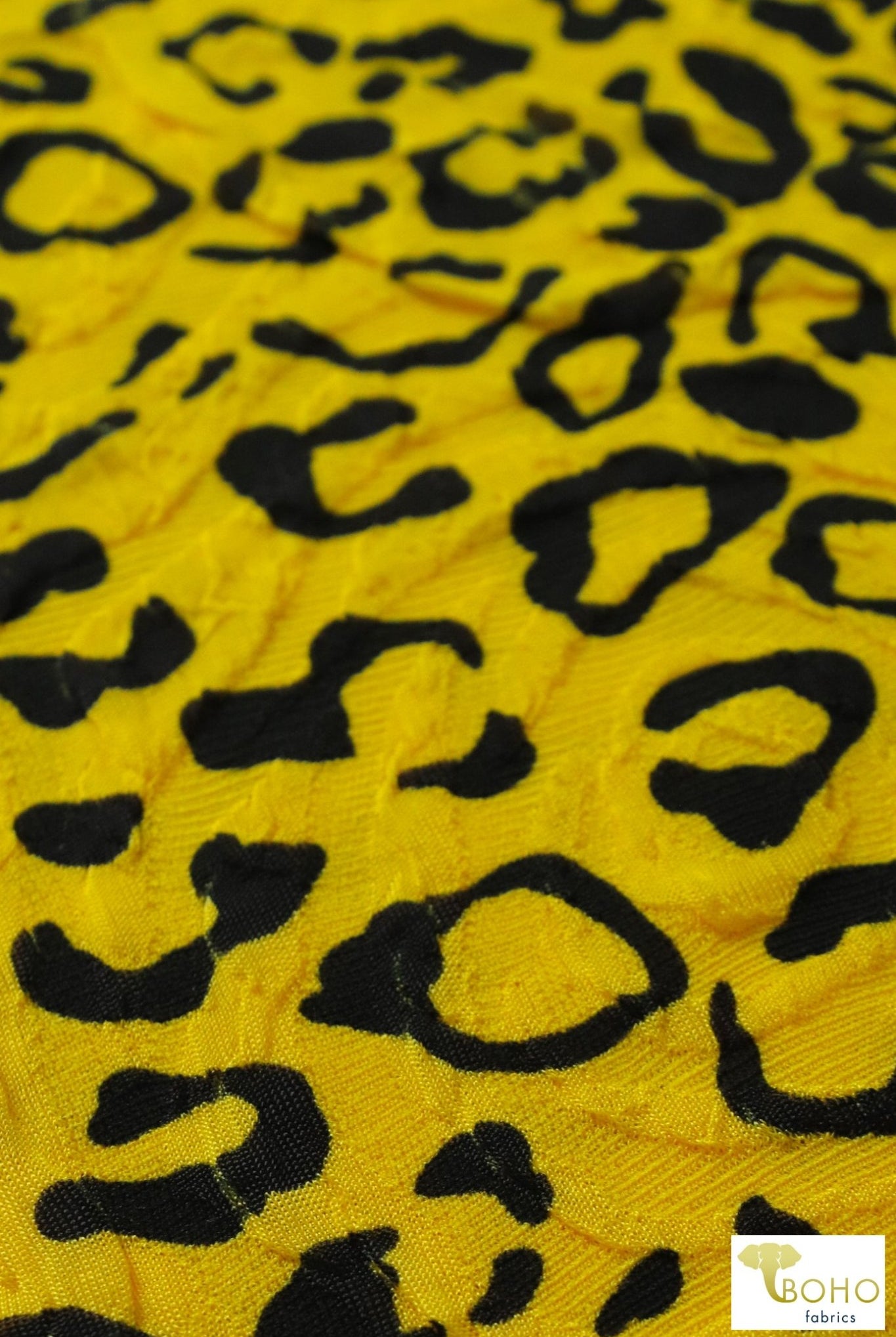 Yellow Cheetah Jacquard Knit. JQD-108 - Boho Fabrics