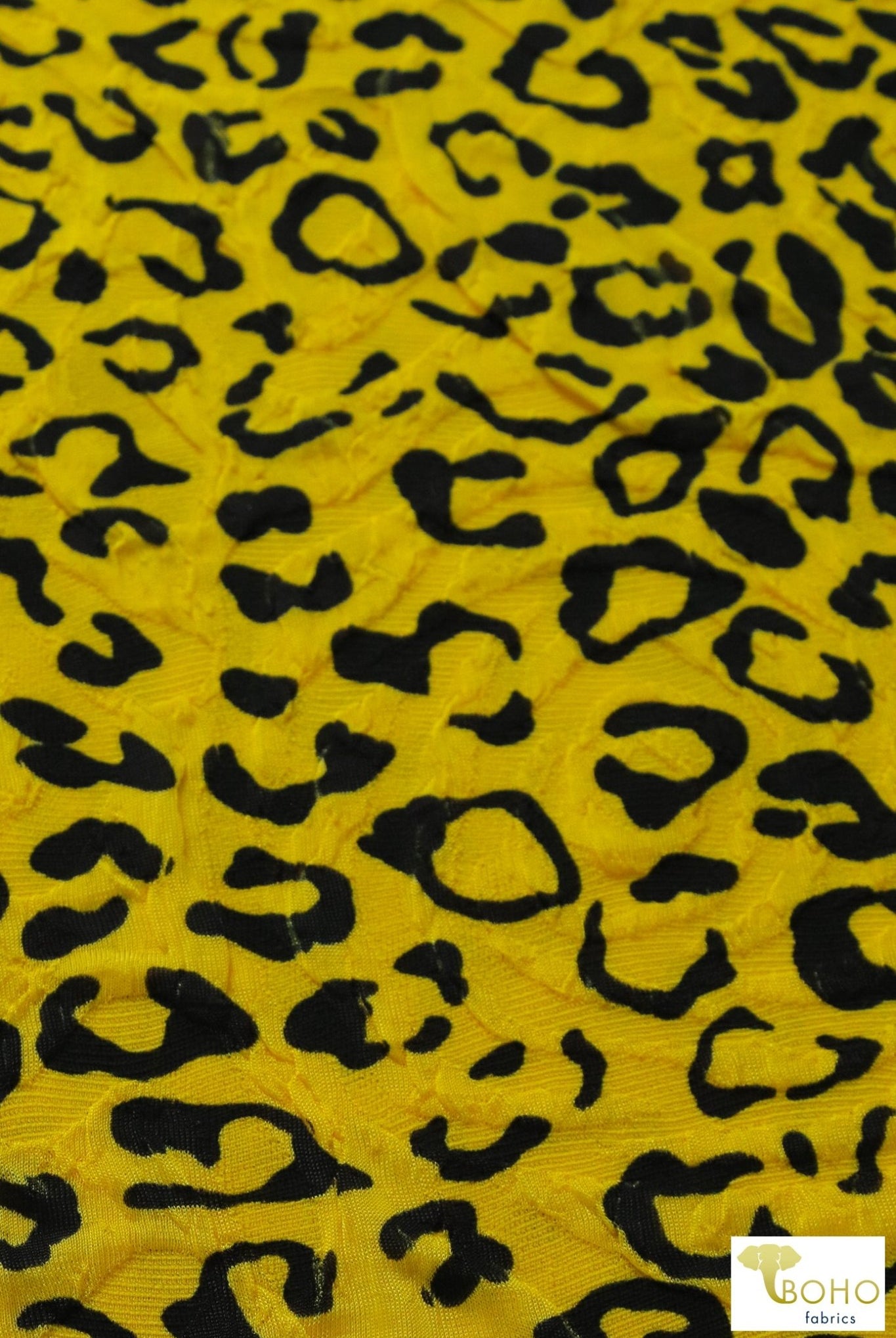 Yellow Cheetah Jacquard Knit. JQD-108 - Boho Fabrics