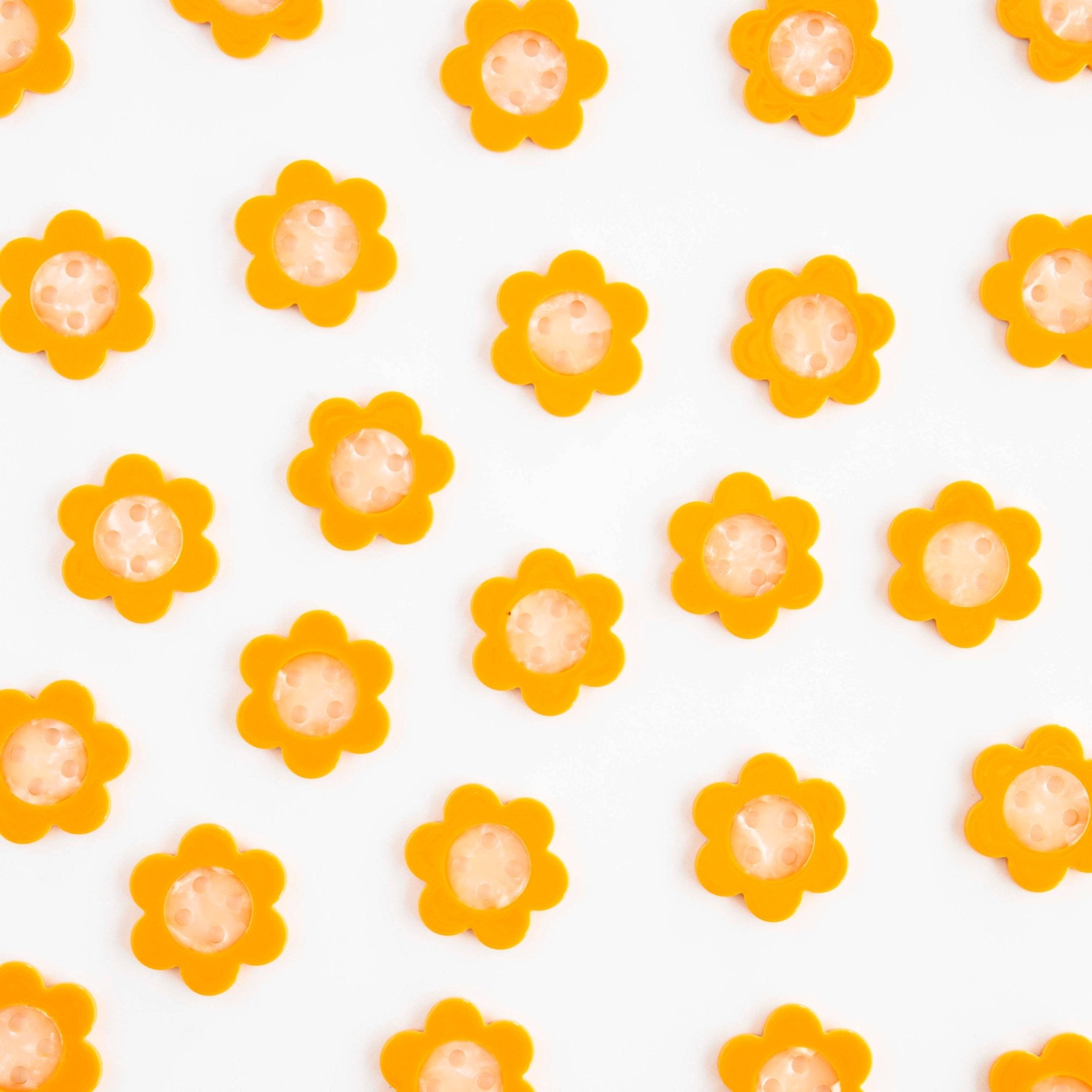 Yellow Daisy Large 1" Buttons - Boho Fabrics -