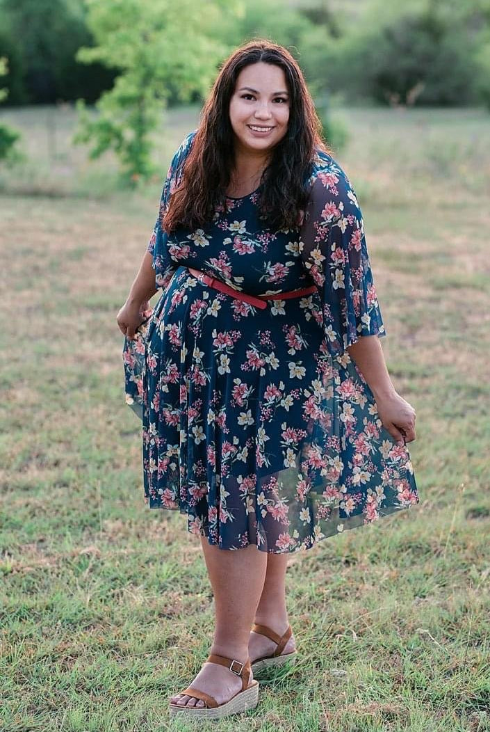 Yellow Island Florals on Blue. Stretch Mesh Print. - Boho Fabrics