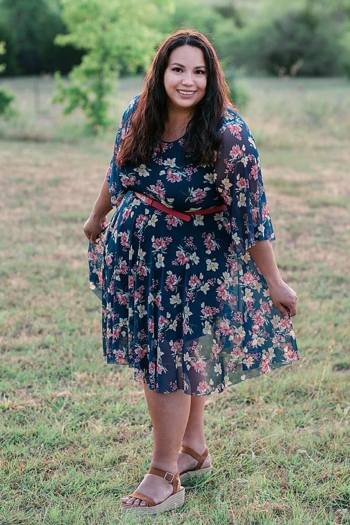 Yellow Island Florals on Blue. Stretch Mesh Print. - Boho Fabrics