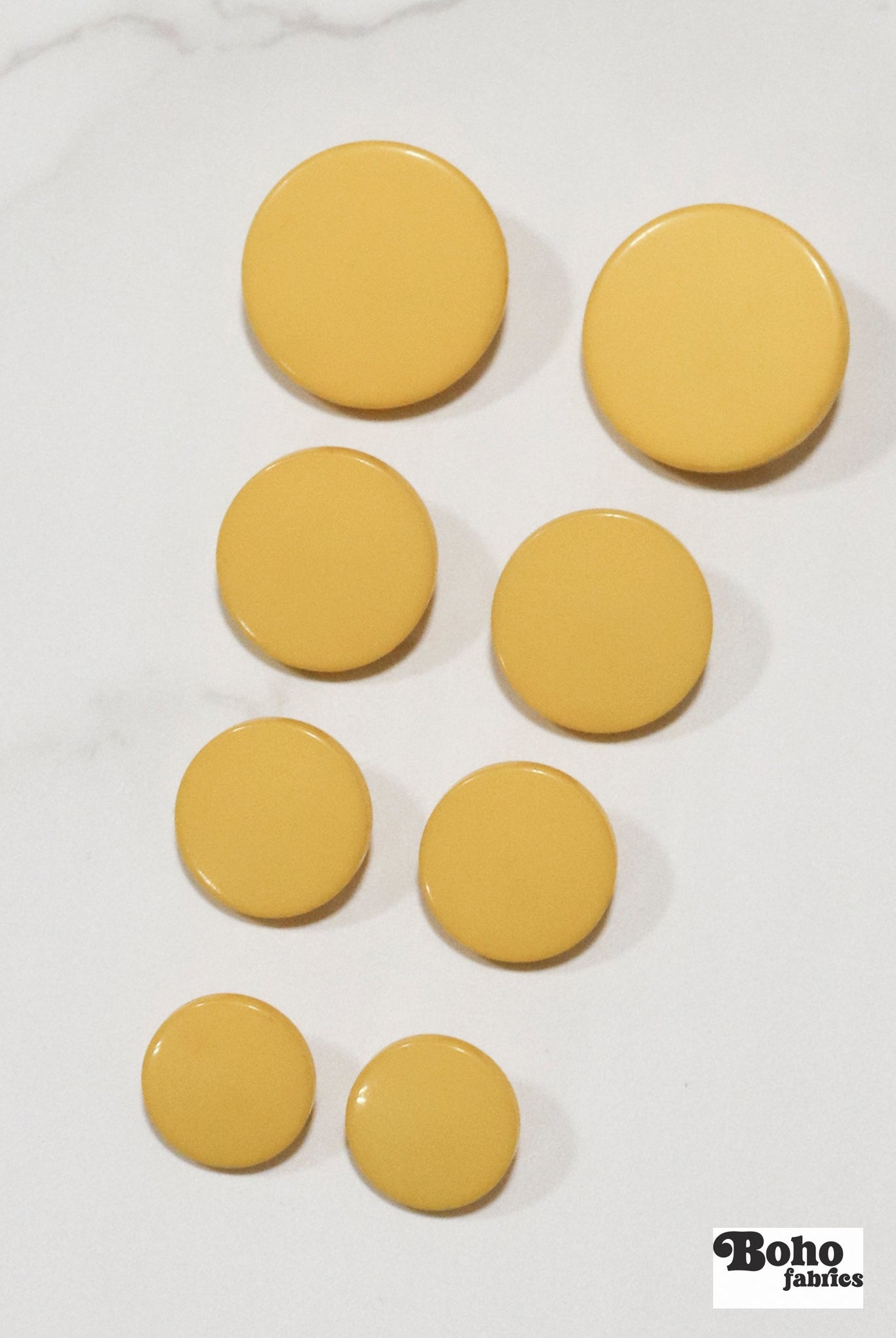 Yellow, Mod Gambit, Shank Button. Available in 15mm, 18mm, 20mm, 25mm - Boho Fabrics - Buttons & Snaps