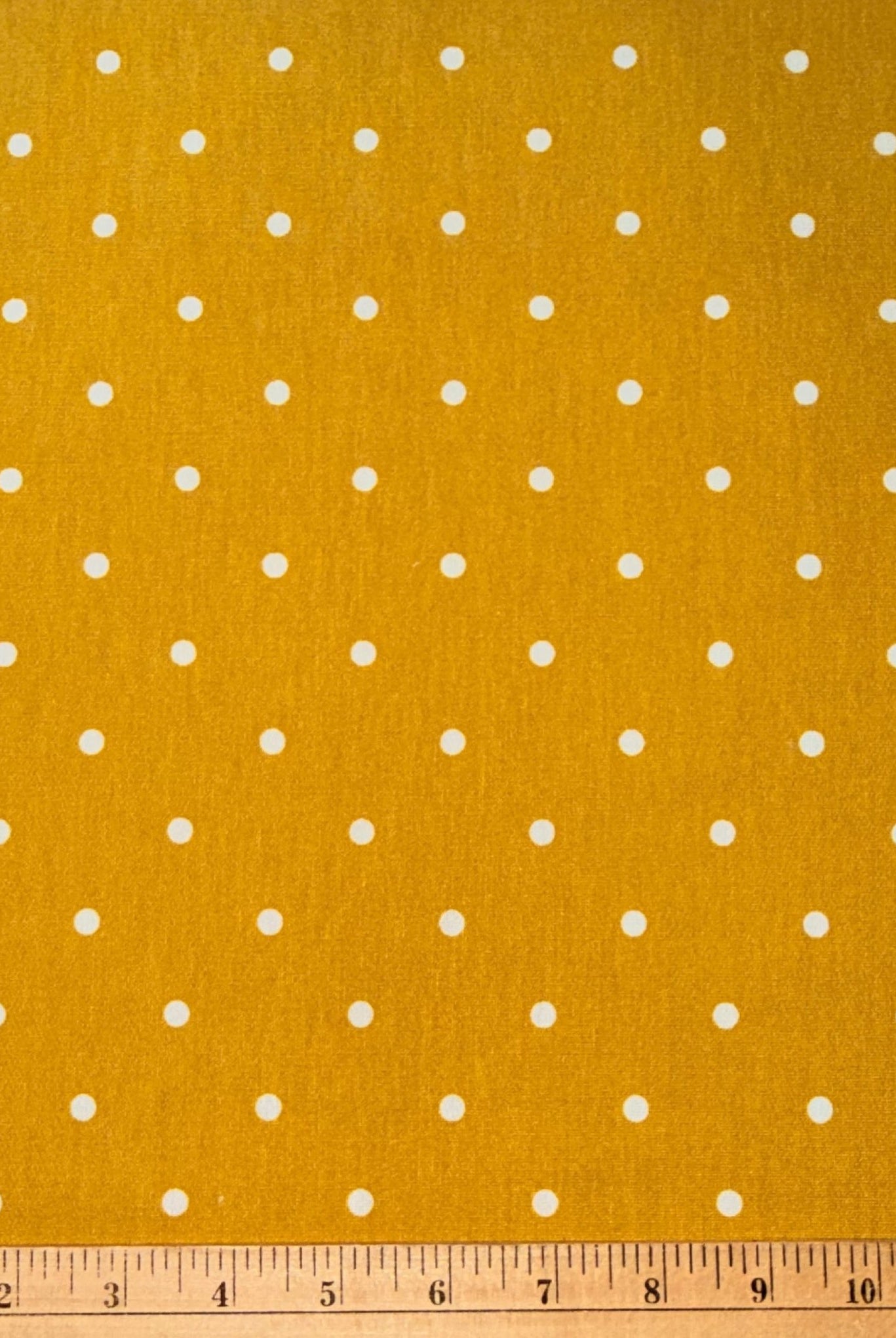 Yellow Polka Dots, French Terry Knit Fabric - Boho Fabrics - French Terry Prints, Knit Fabric