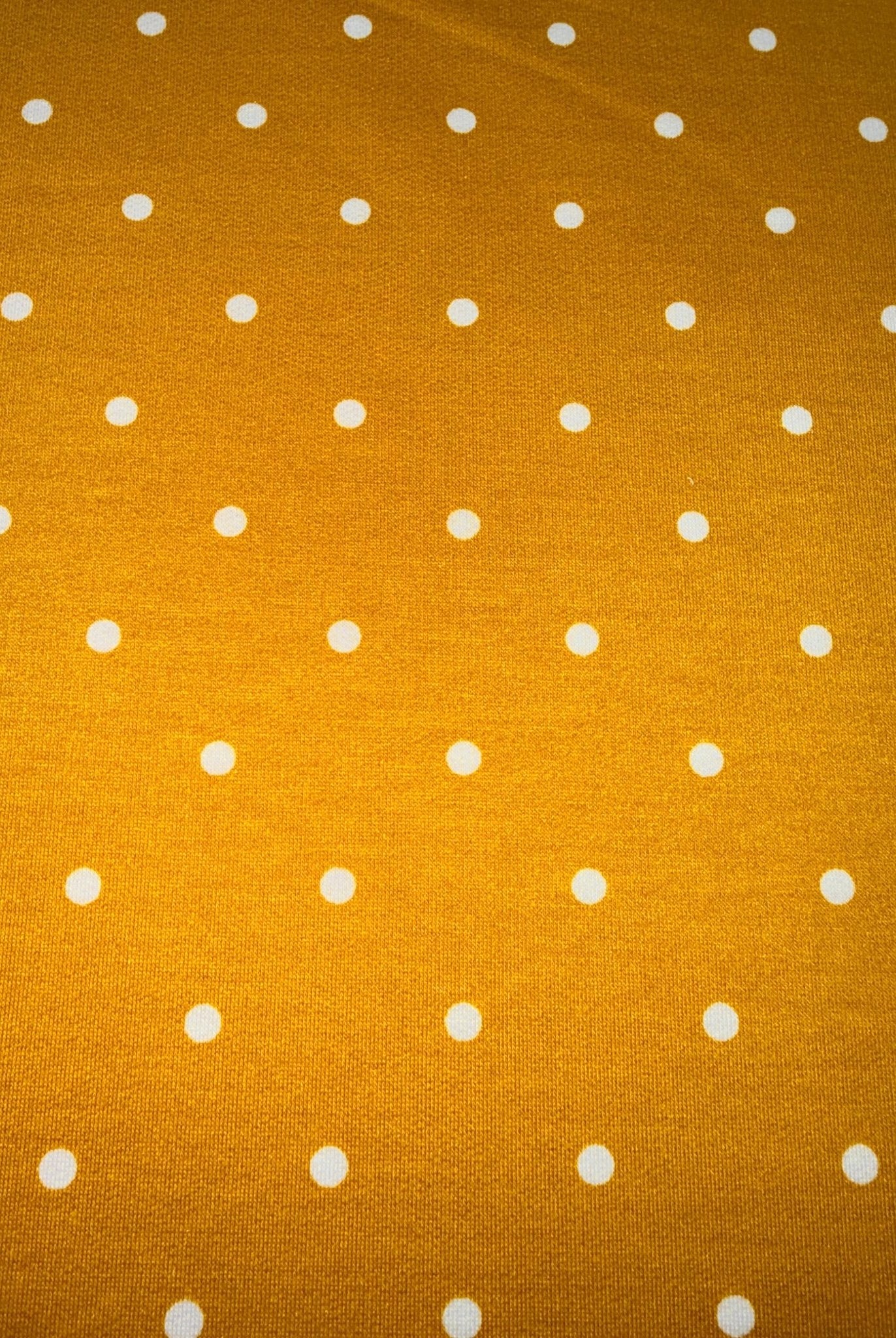 Yellow Polka Dots, French Terry Knit Fabric - Boho Fabrics - French Terry Prints, Knit Fabric