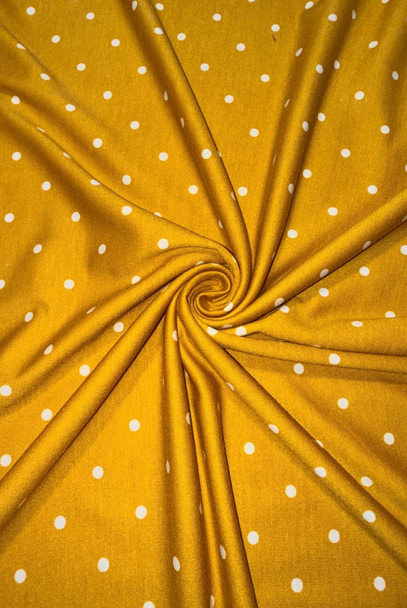 Yellow Polka Dots, French Terry Knit Fabric - Boho Fabrics - French Terry Prints, Knit Fabric