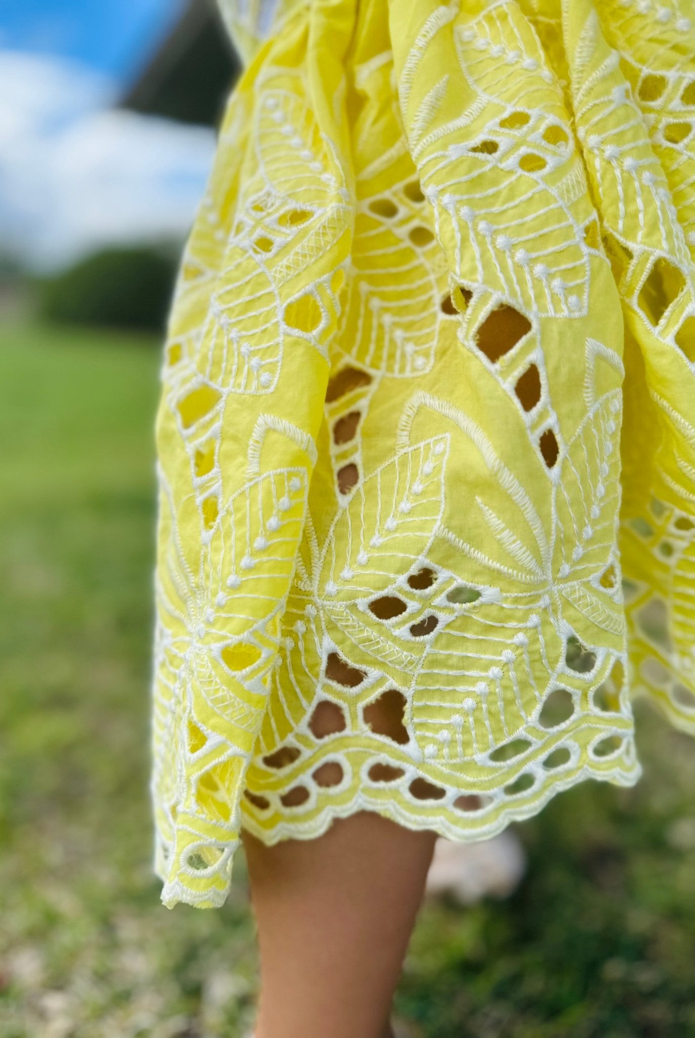 Yellow, Retro Tropic Embroidered Florals, Cotton Woven Fabric - Boho Fabrics - Shirting, Woven