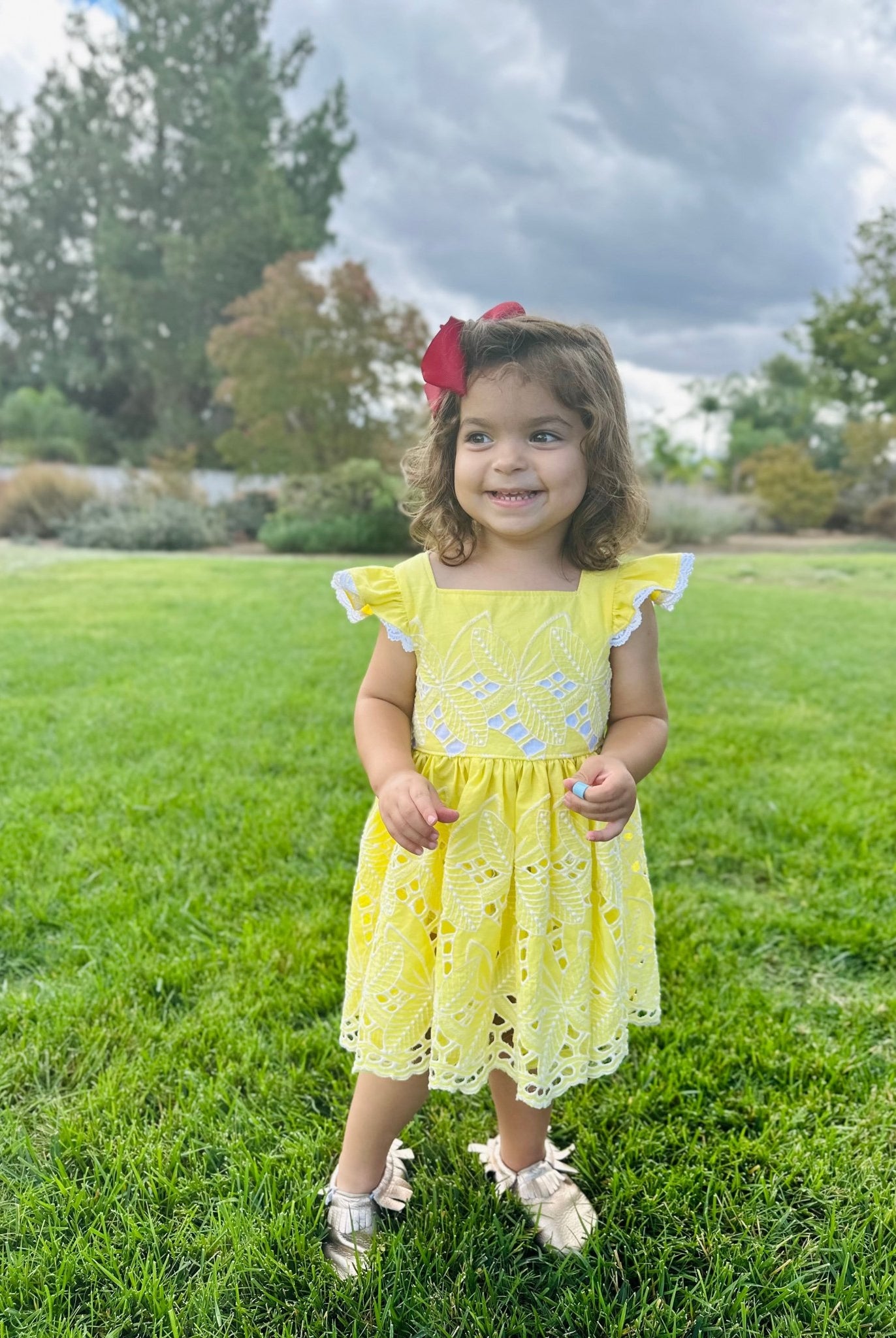 Yellow, Retro Tropic Embroidered Florals, Cotton Woven Fabric - Boho Fabrics - Shirting, Woven