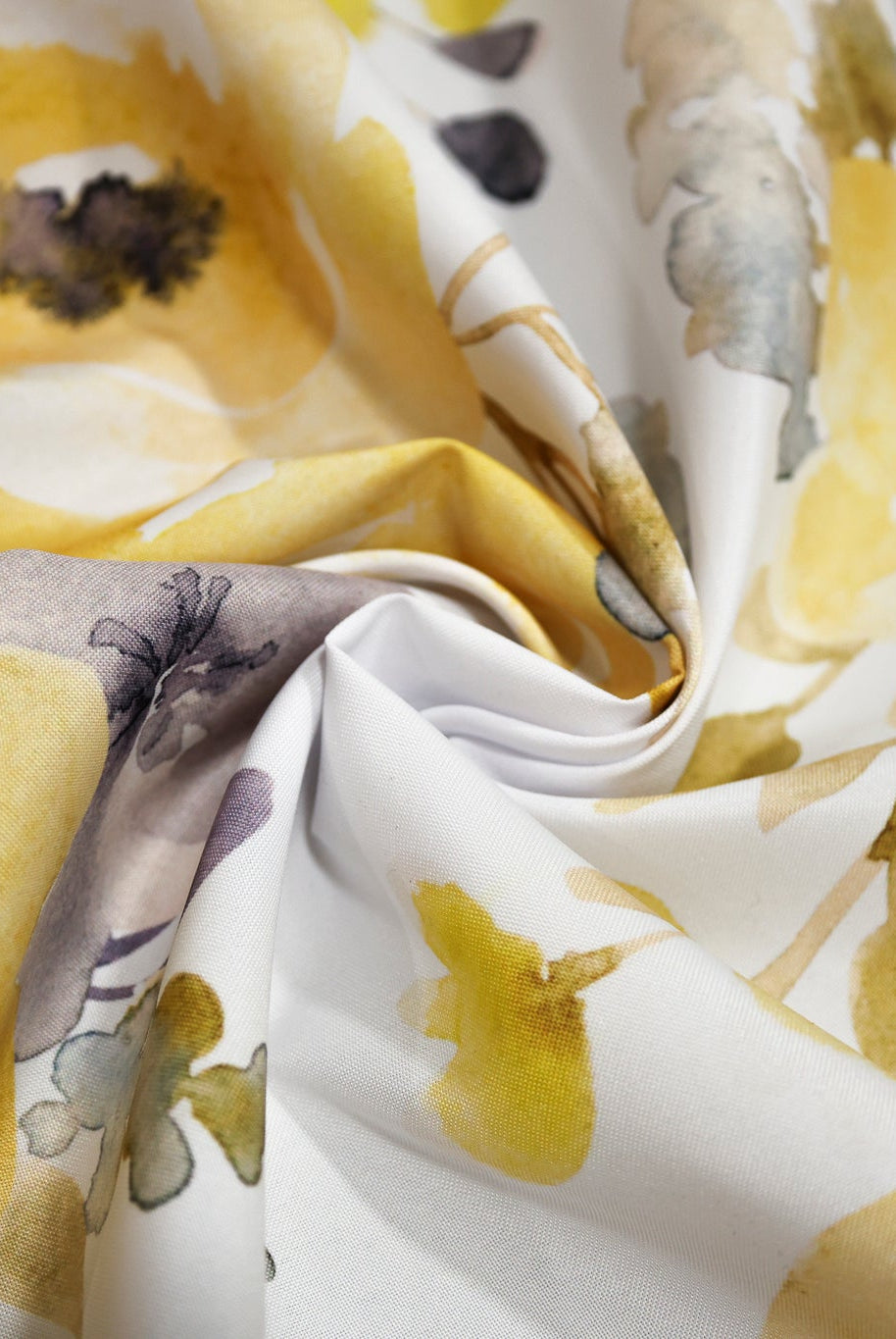 Yellow Watercolor Floral Canvas Woven Fabric - Boho Fabrics - Home Dec. & Upholstery Fabric