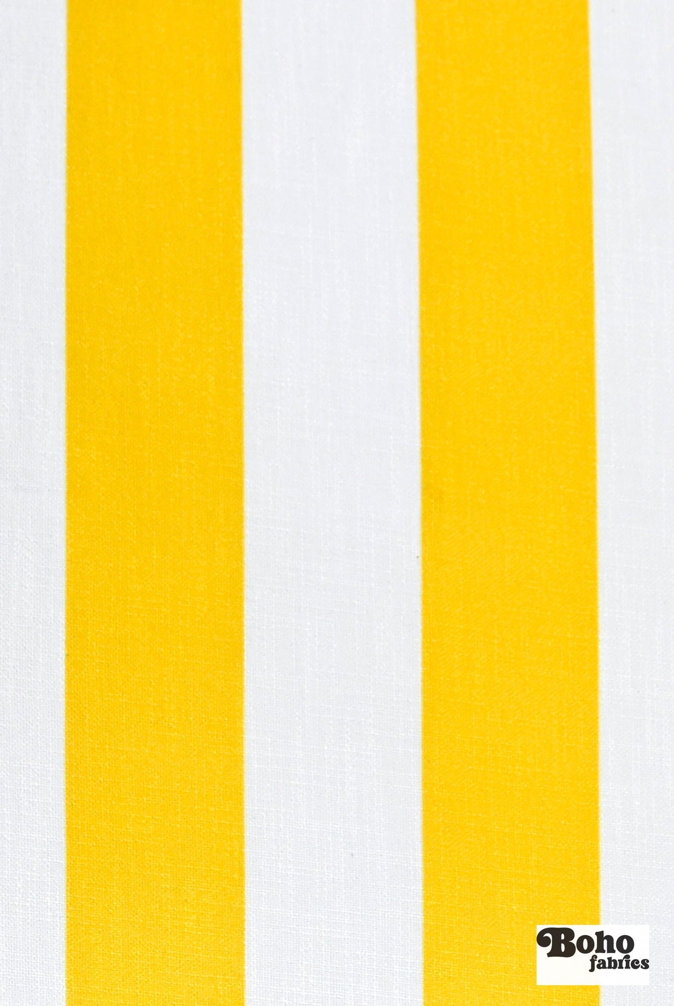 Yellow & White, 3" Wide Striped Linen-Look Woven Fabric - Boho Fabrics - Home Dec. & Upholstery Fabric