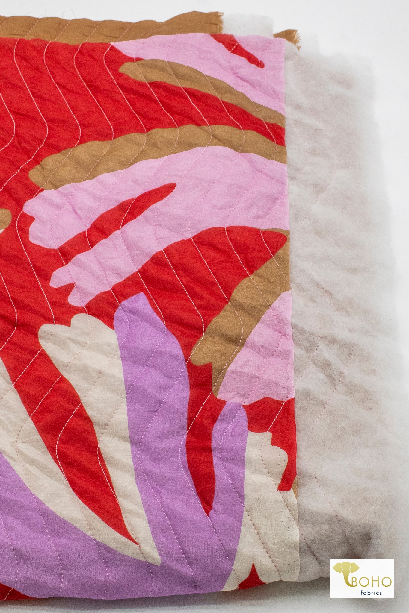 Zen Bloom - Crimson Colorway. Double Sided, Designer Quilted Woven Fabric. - Boho Fabrics - Quilted, Woven